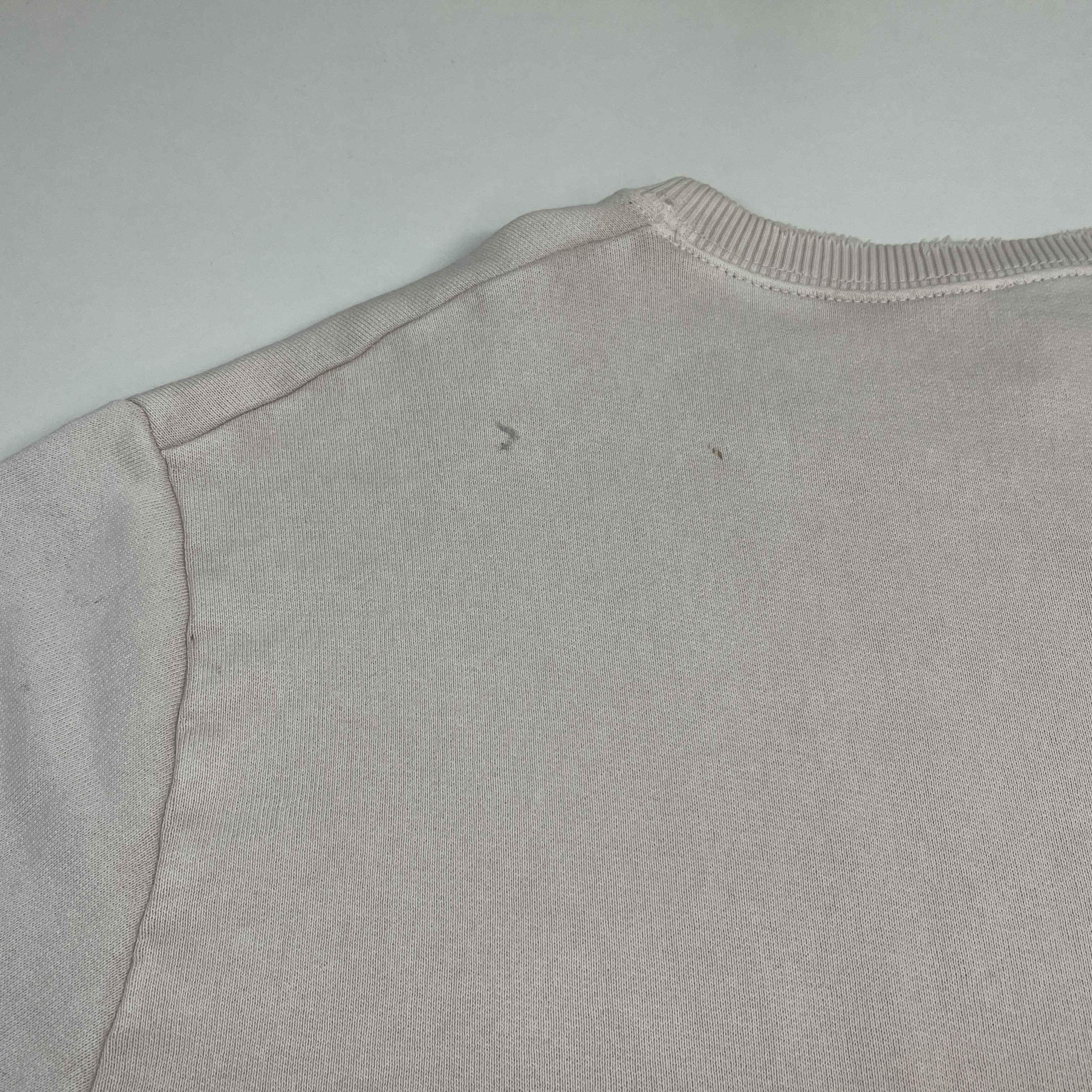 Men's Distressed Logo Print Sweatshirt Cream Size S - Image 10