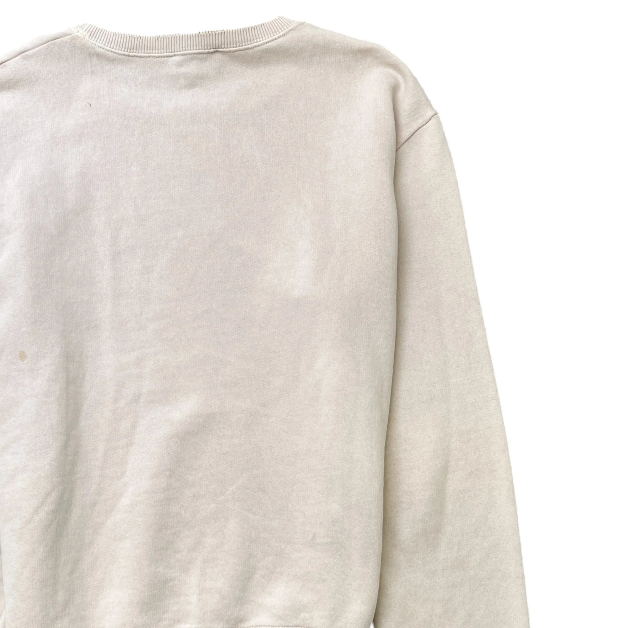 Men's Distressed Logo Print Sweatshirt Cream Size S - Image 4