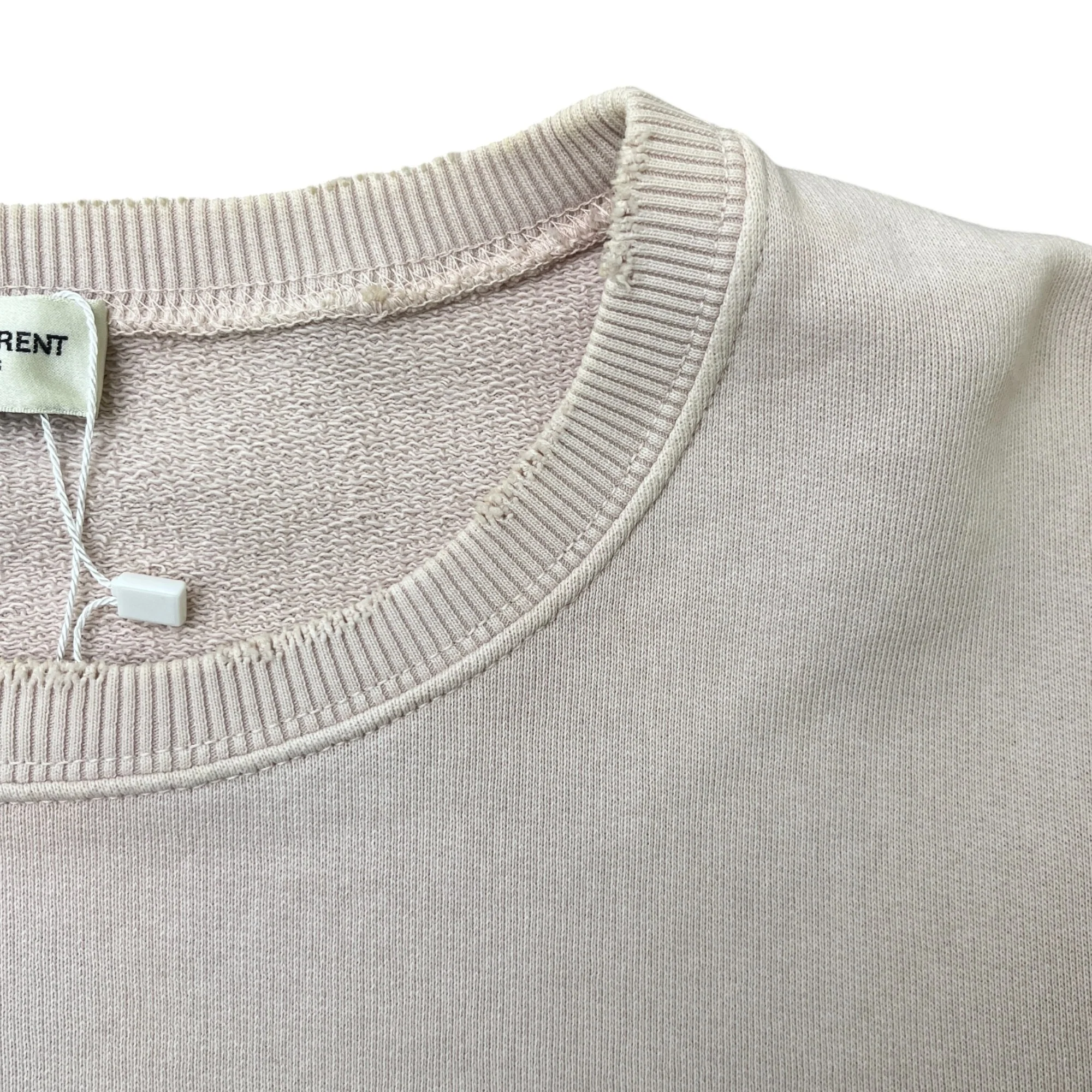 Men's Distressed Logo Print Sweatshirt Cream Size S - Image 7