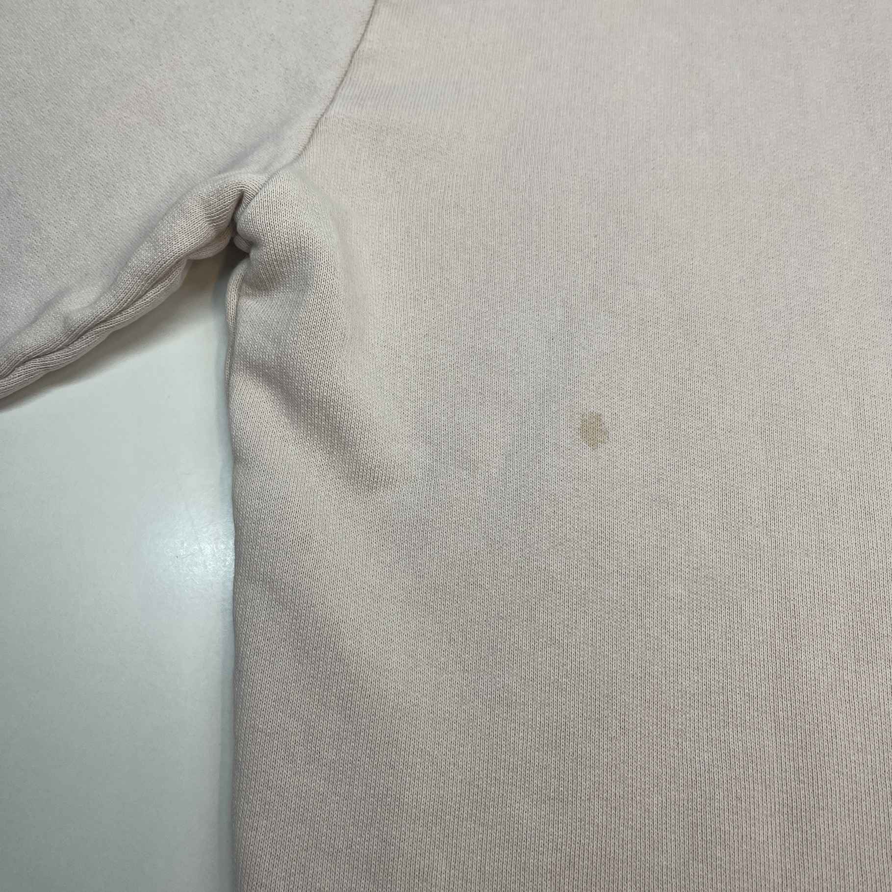 Men's Distressed Logo Print Sweatshirt Cream Size S - Image 9
