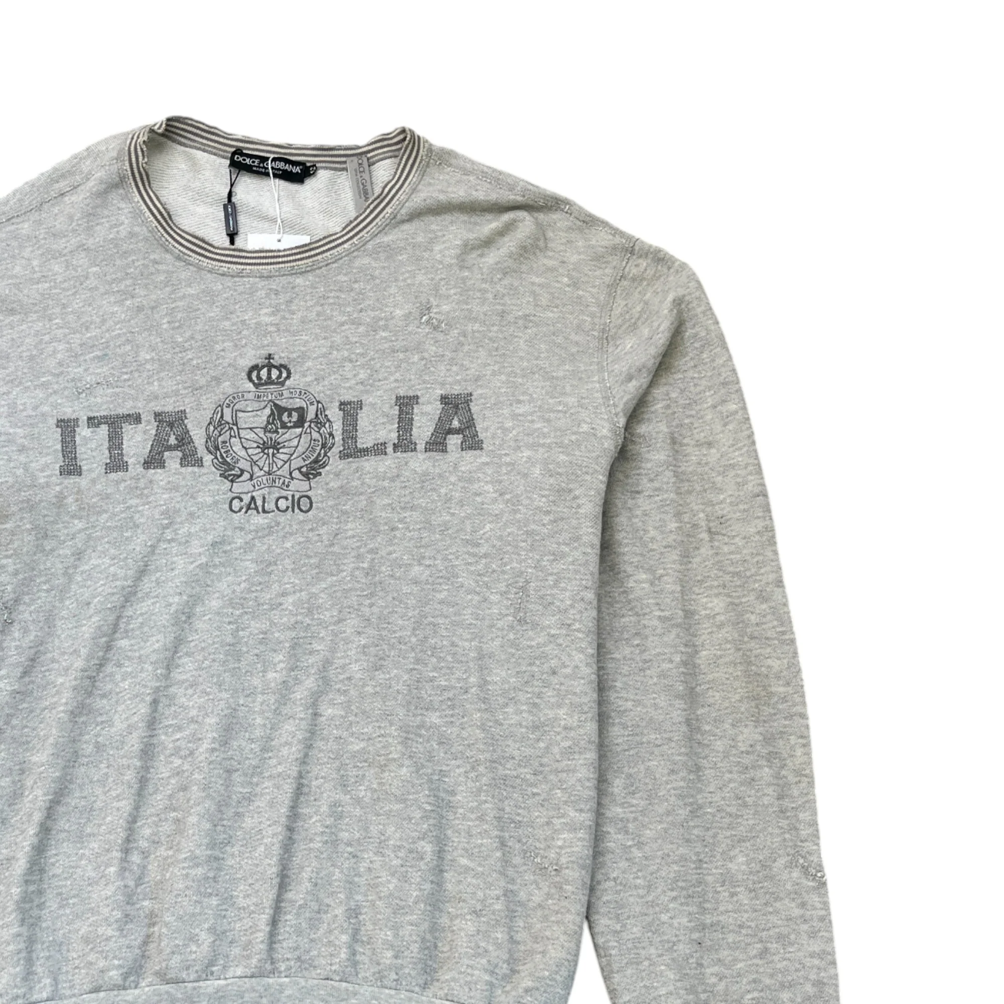 Men's Distressed Logo Sweatshirt Grey Size IT 52 / UK XL - Image 3
