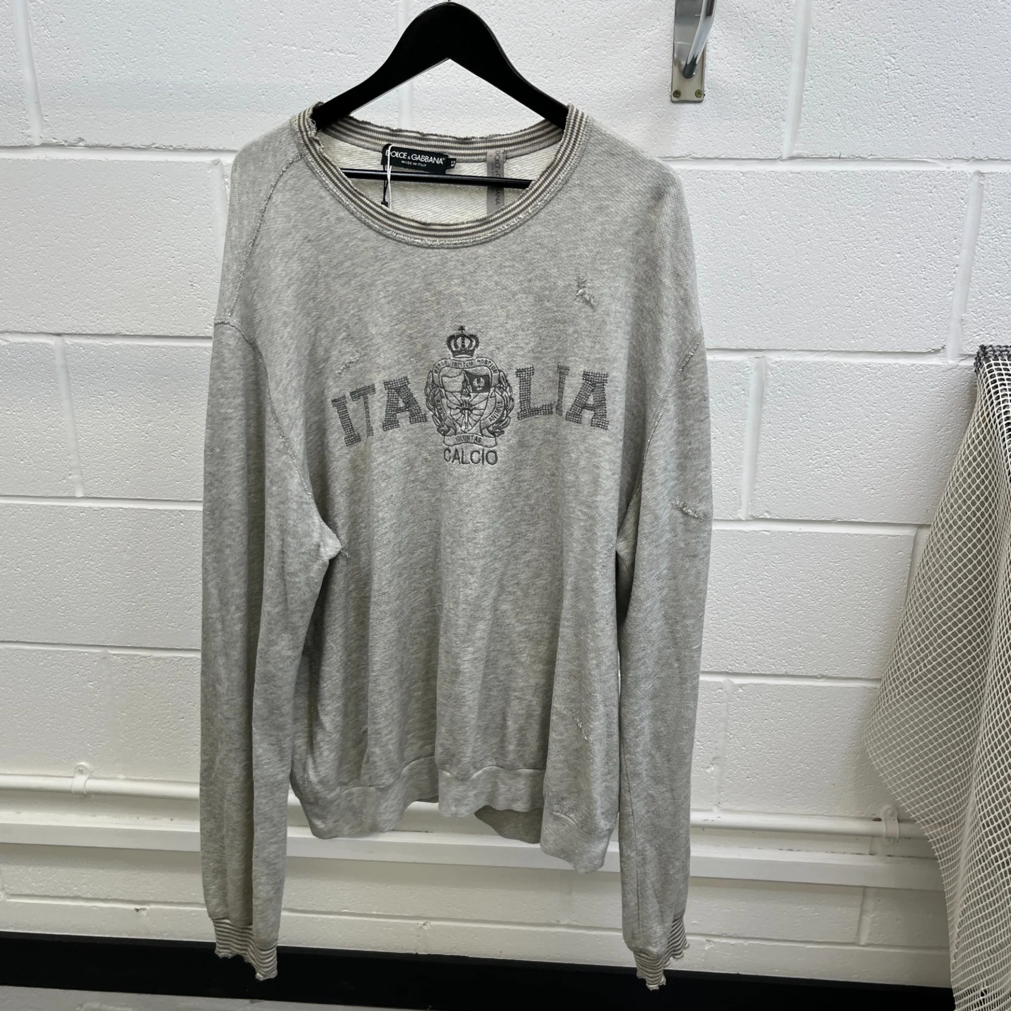 Men's Distressed Logo Sweatshirt Grey Size IT 52 / UK XL - Image 8