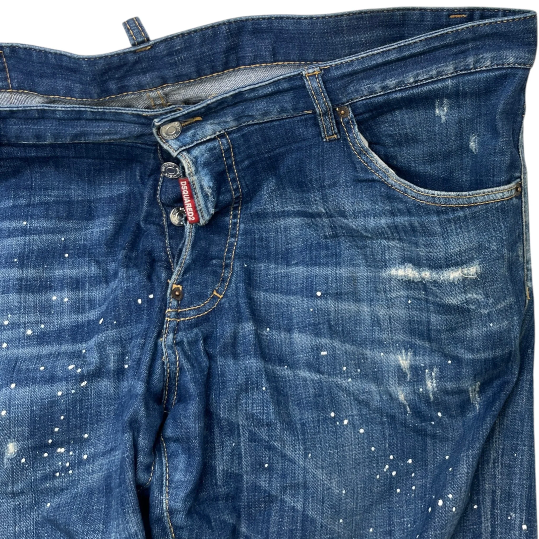Men's Distressed Paint Splatter Jeans Blue Size IT 58 / UK 42 - Image 5