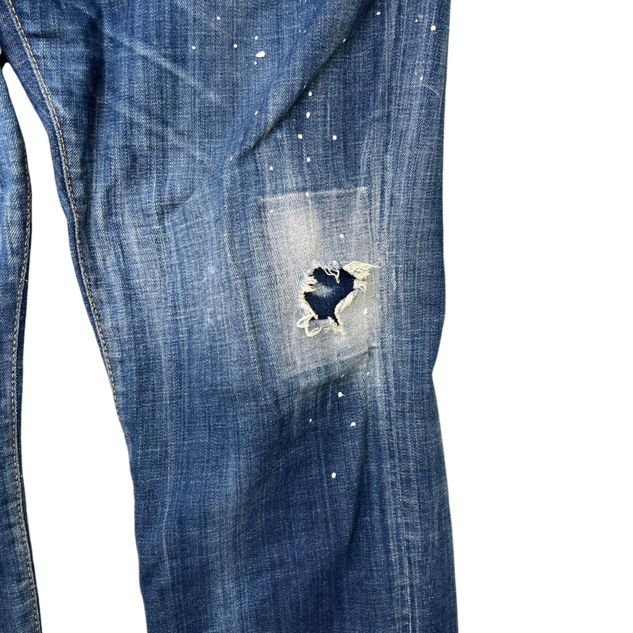 Men's Distressed Paint Splatter Jeans Blue Size IT 58 / UK 42 - Image 6