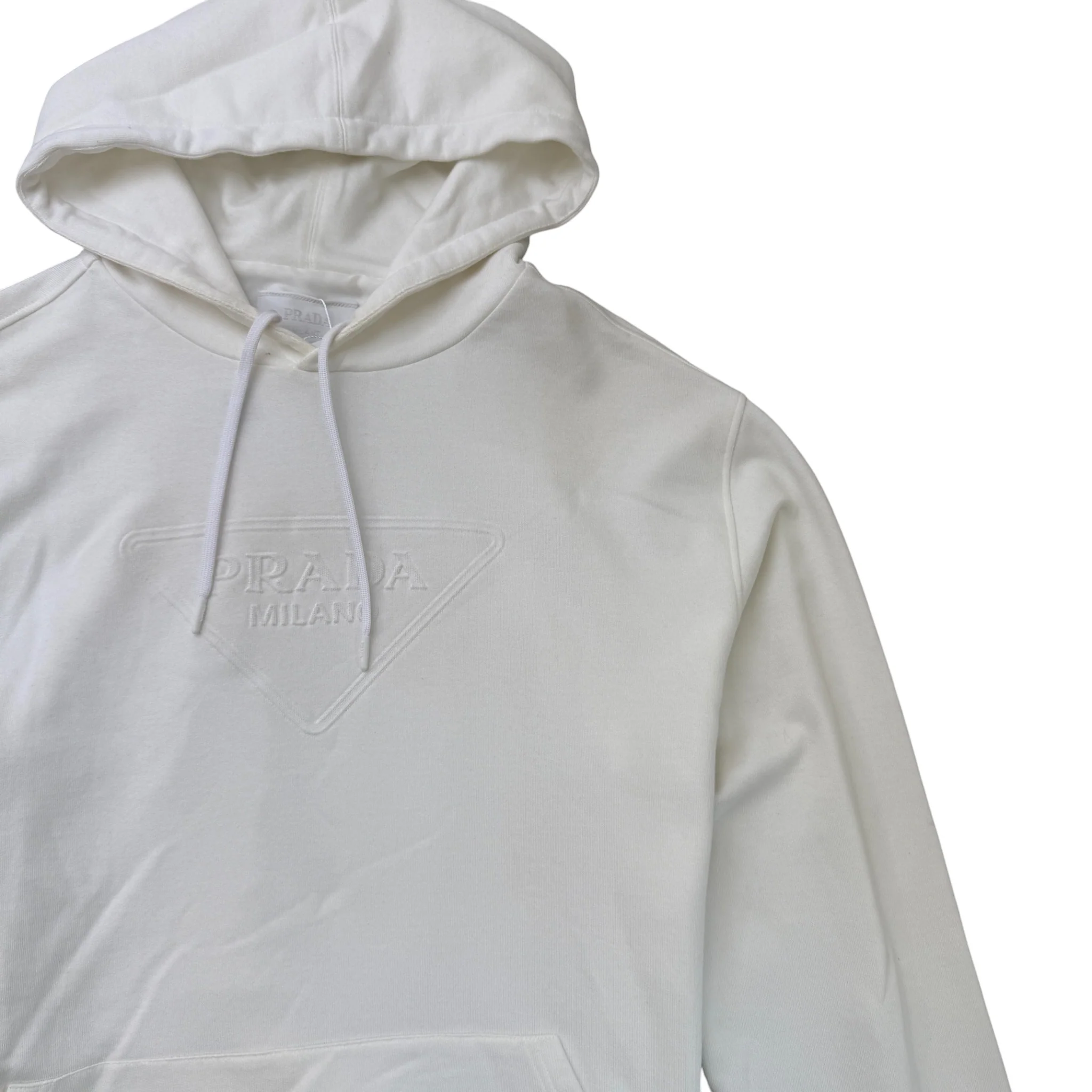 Men's Embossed Logo Hoodie White Size M - Image 3