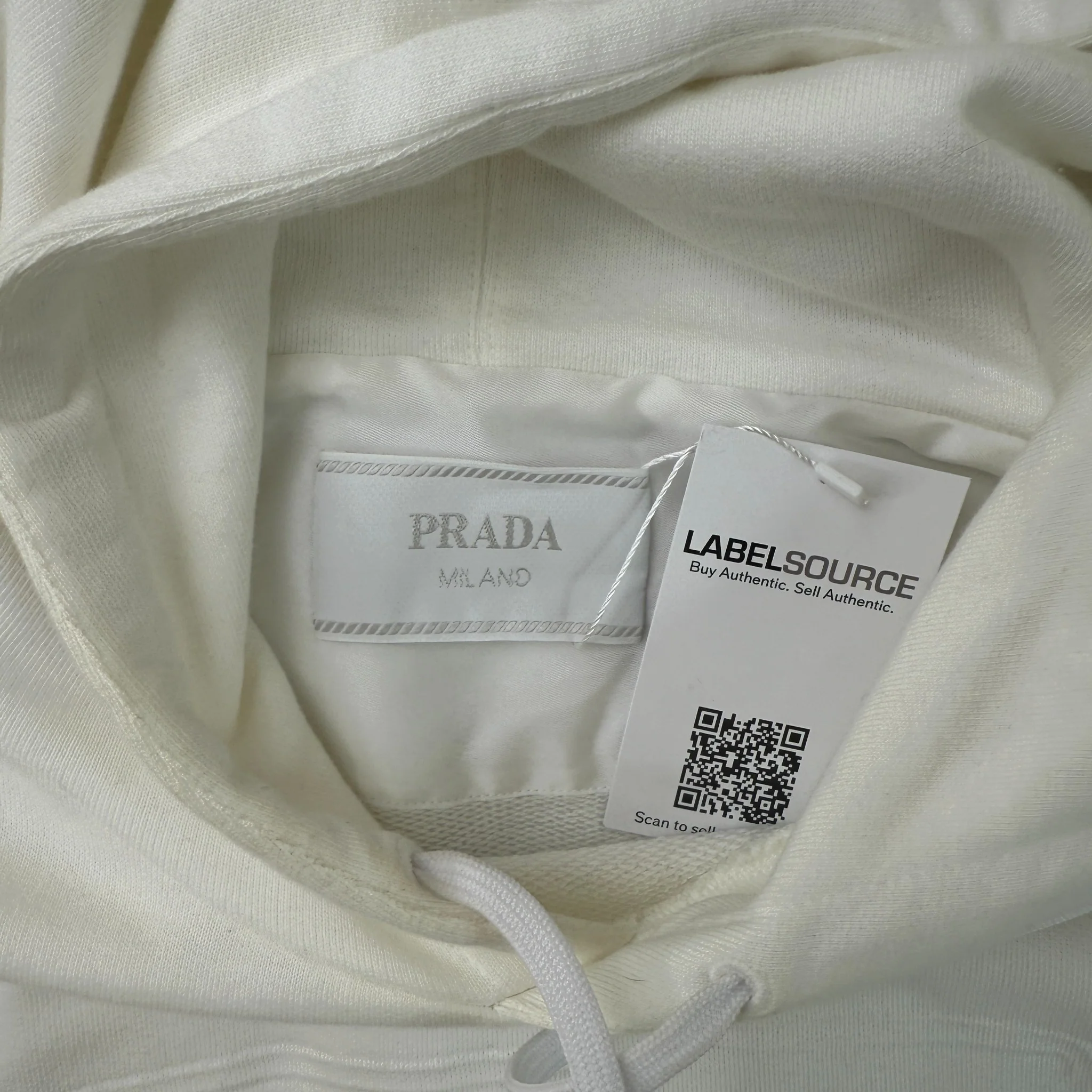Men's Embossed Logo Hoodie White Size M - Image 7