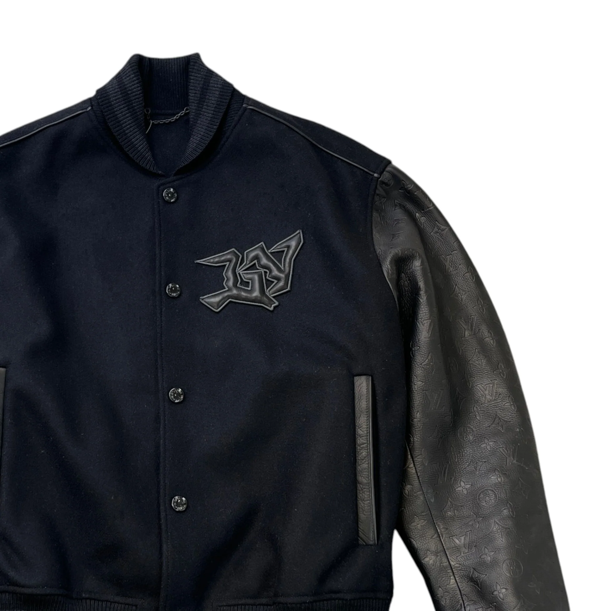 Men's Embossed Monogram Varsity Jacket Black Size IT 52 / XL - Image 3