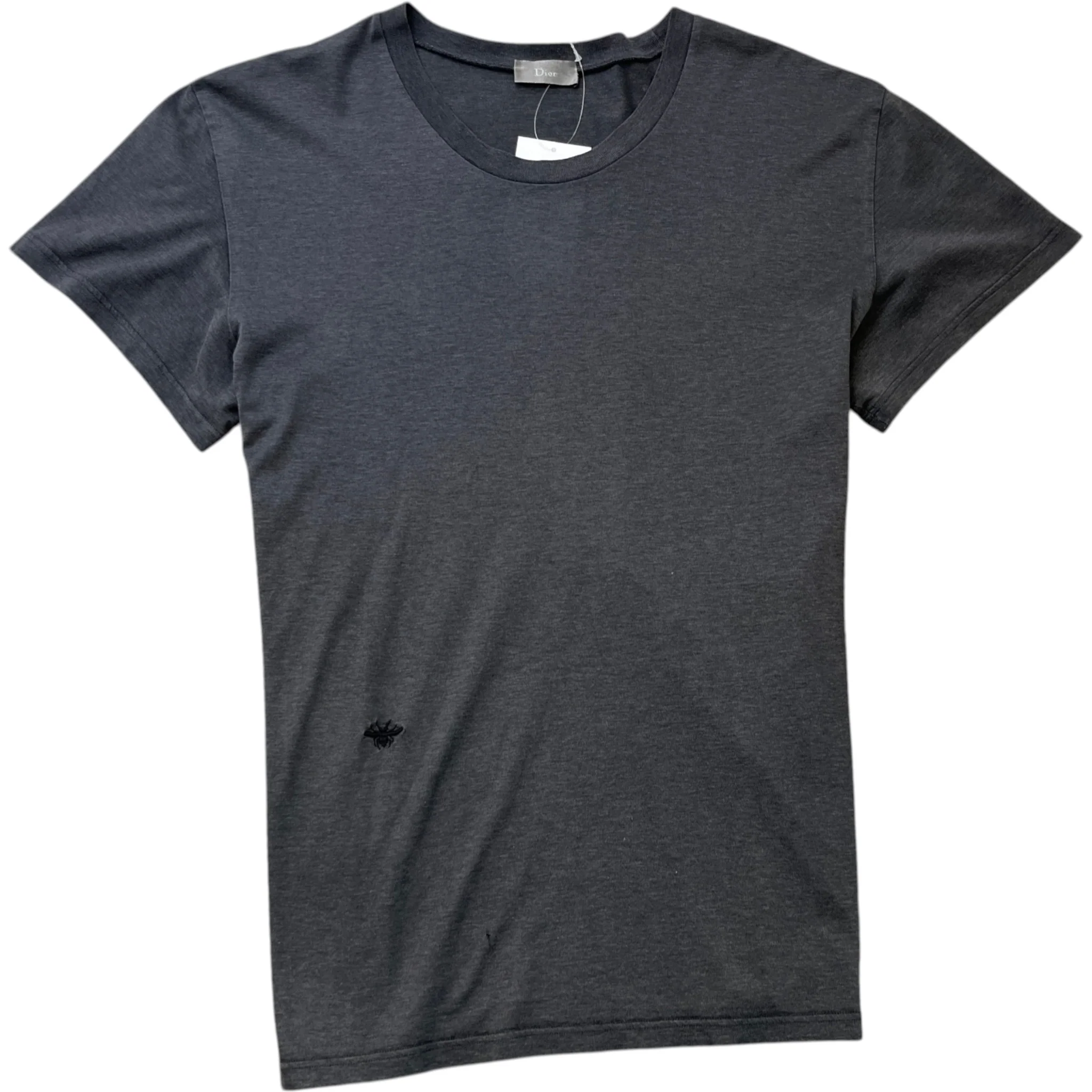 Men's Embroidered Bee Logo T-Shirt Grey Size L