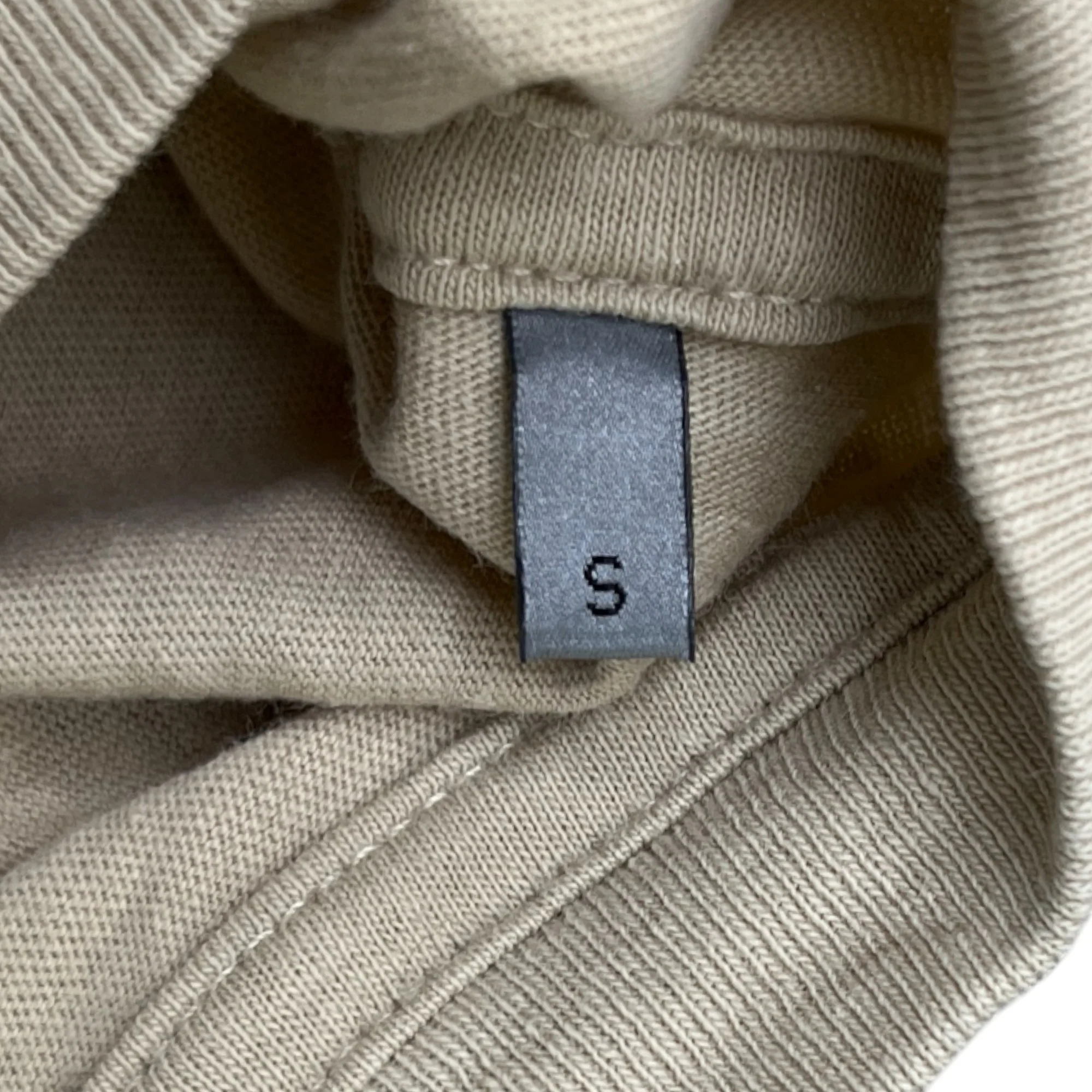 Men's Embroidered Logo Back Print T-Shirt Beige Size S - Image 7