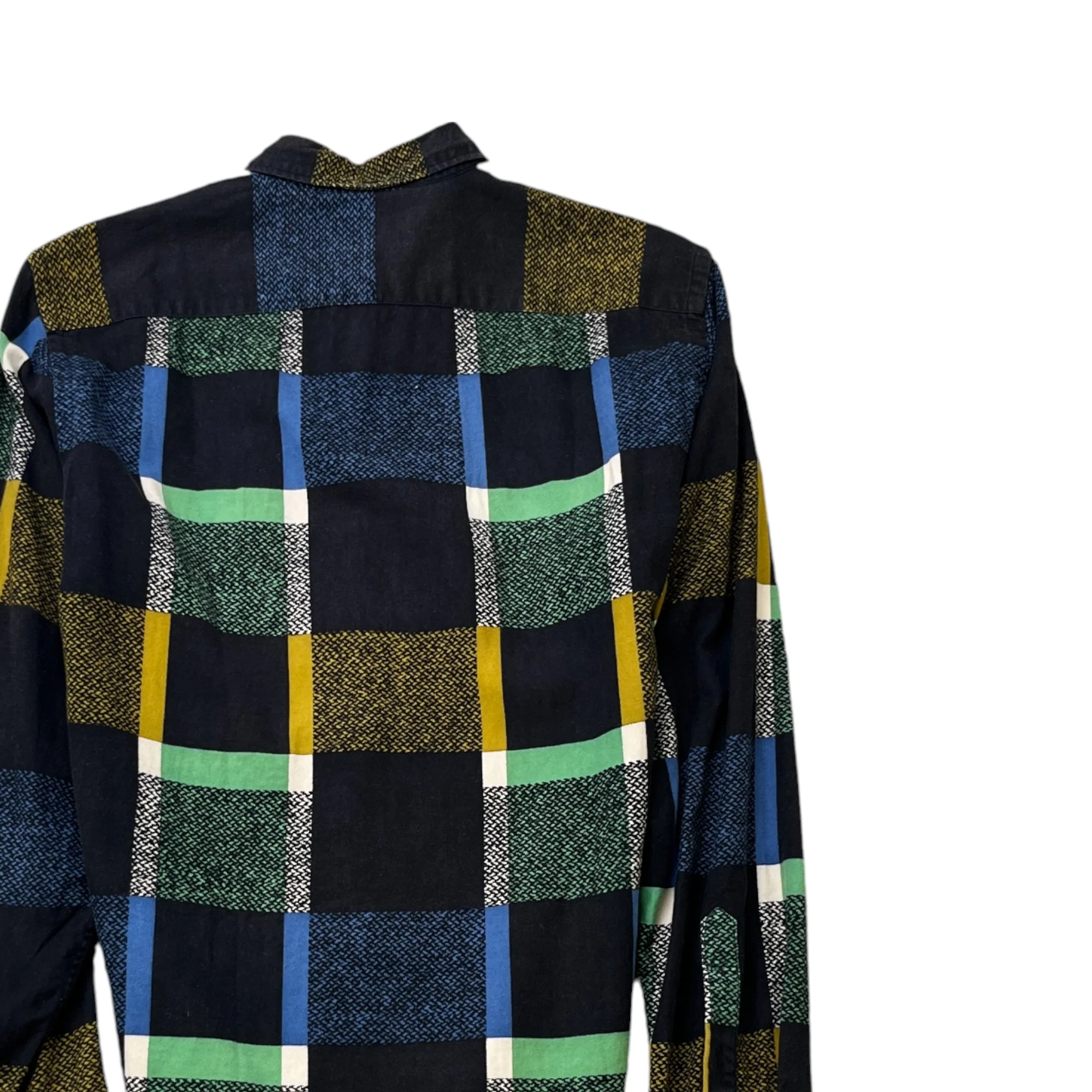 Men's Embroidered Logo Checkered Long Sleeve Shirt Black Size S - Image 4