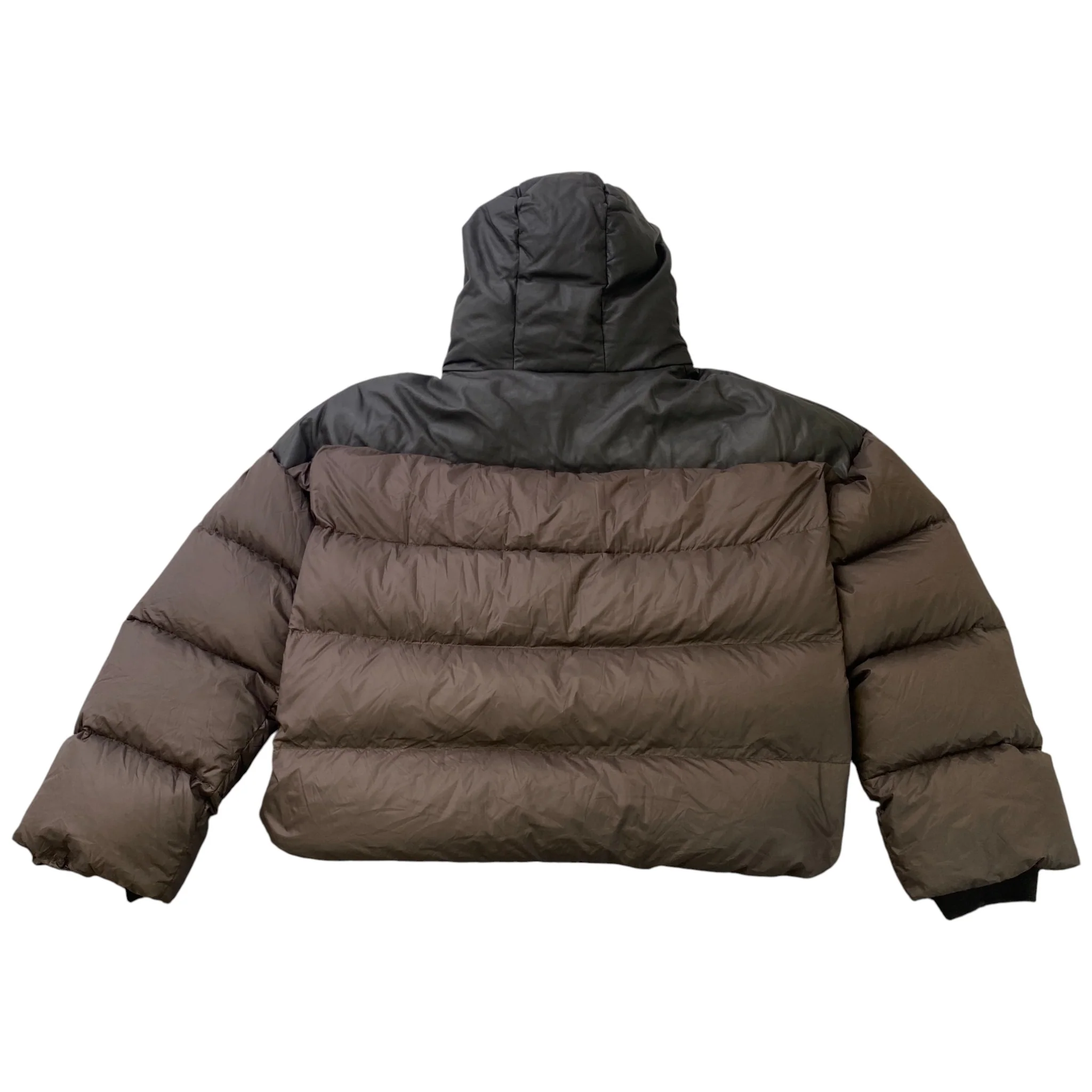 Men's Embroidered Logo Down Jacket Brown Size M - Image 2