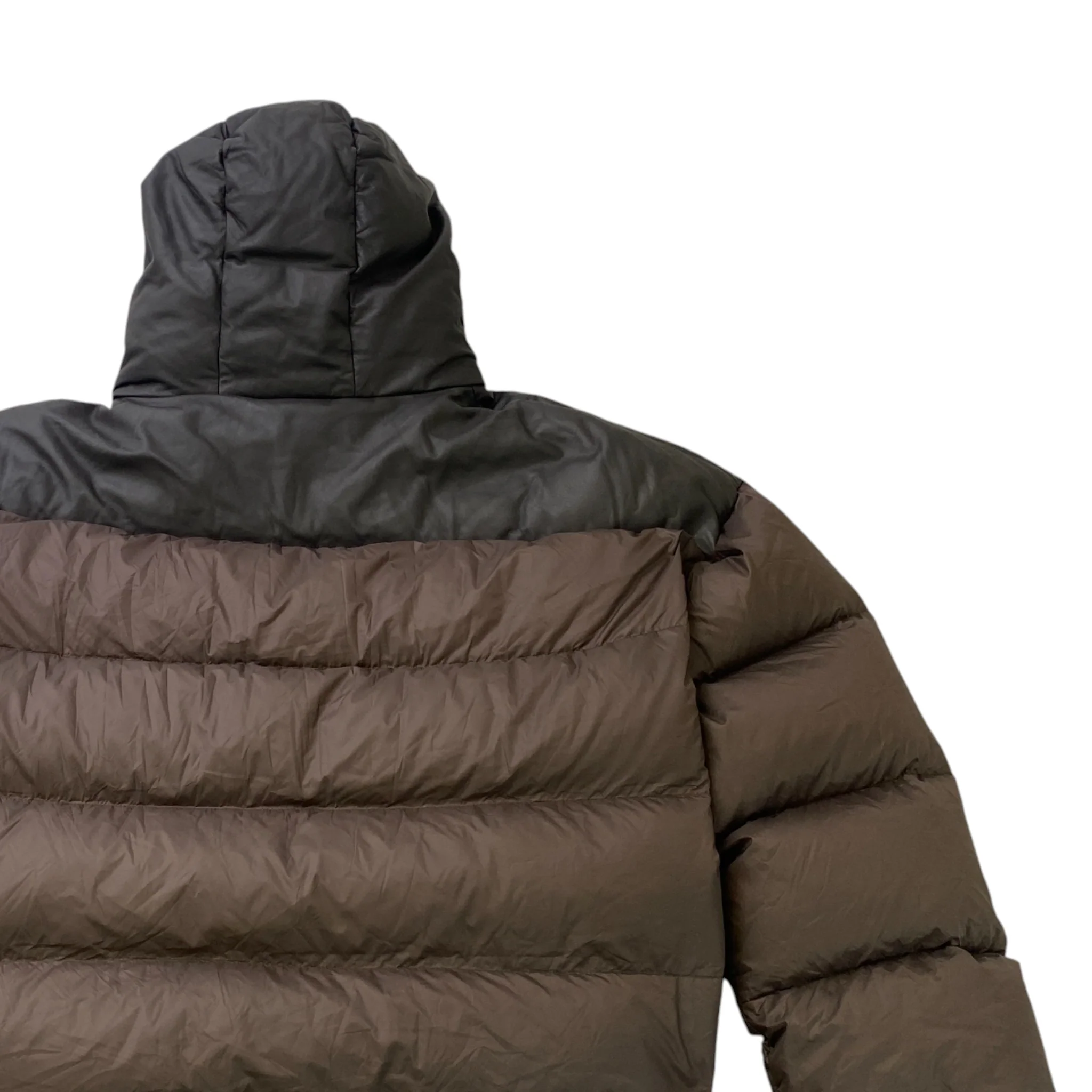 Men's Embroidered Logo Down Jacket Brown Size M - Image 4