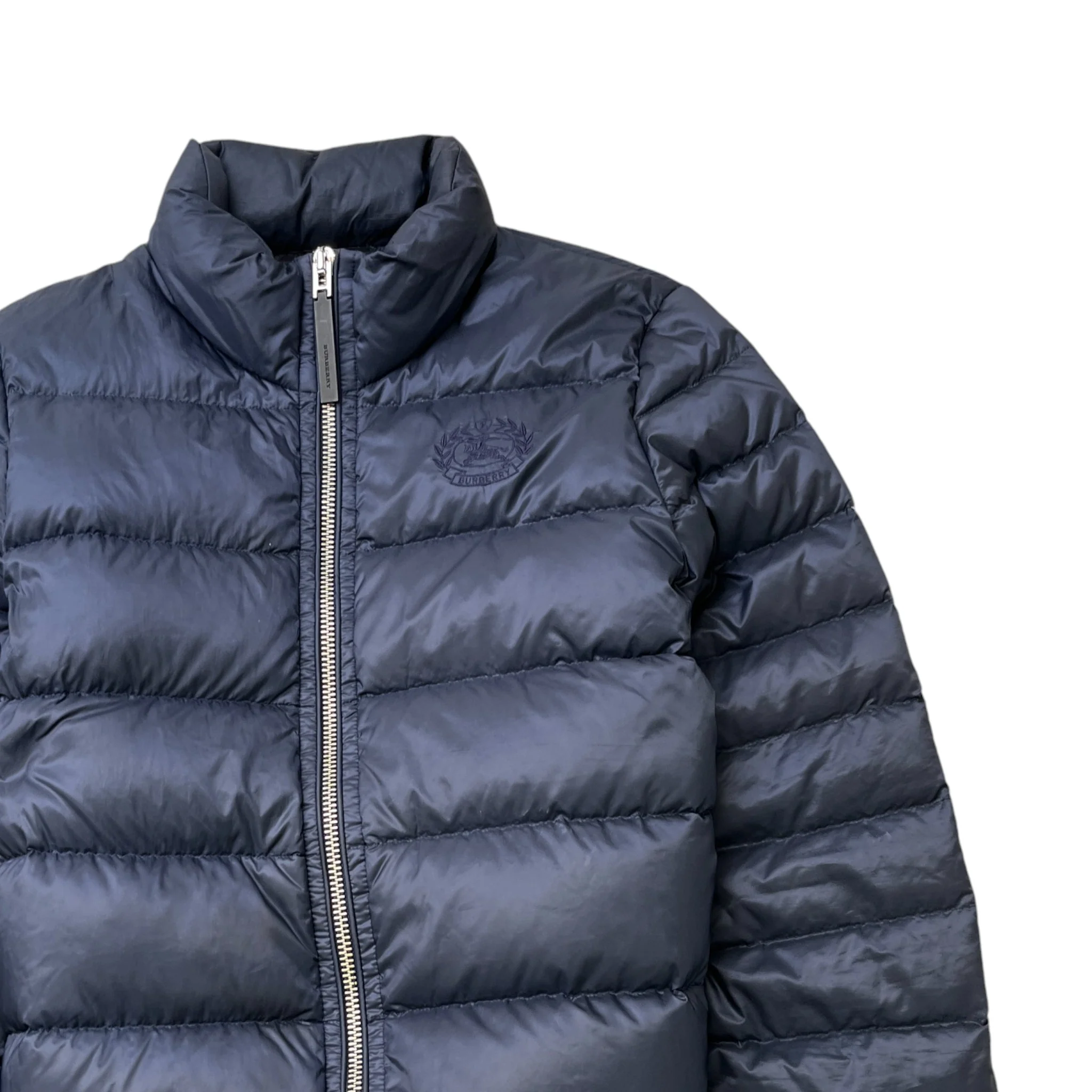 Men's Embroidered Logo Down Jacket Navy Size S - Image 3