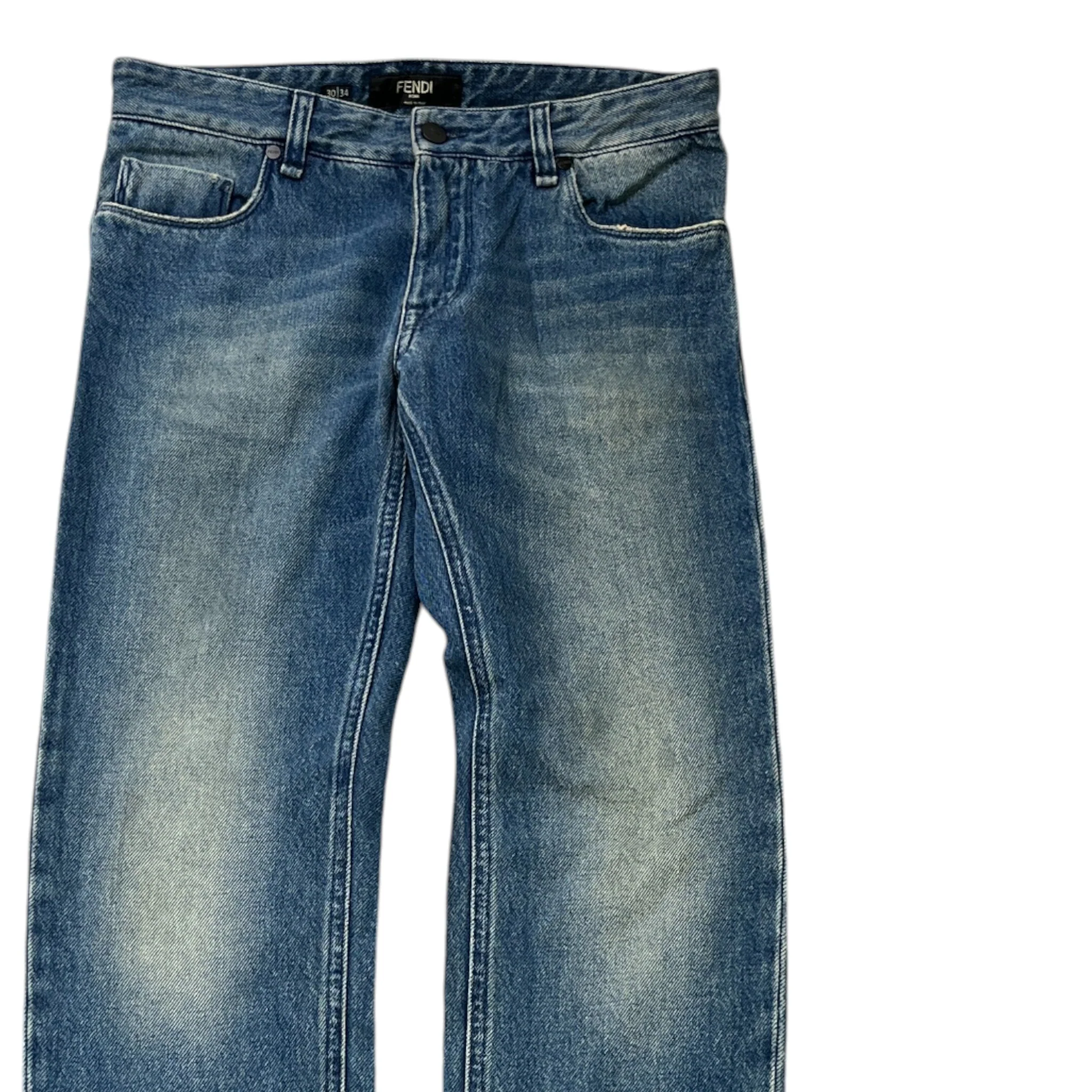 Men's Embroidered Logo Pocket Jeans Blue Size Waist 34" - Image 3