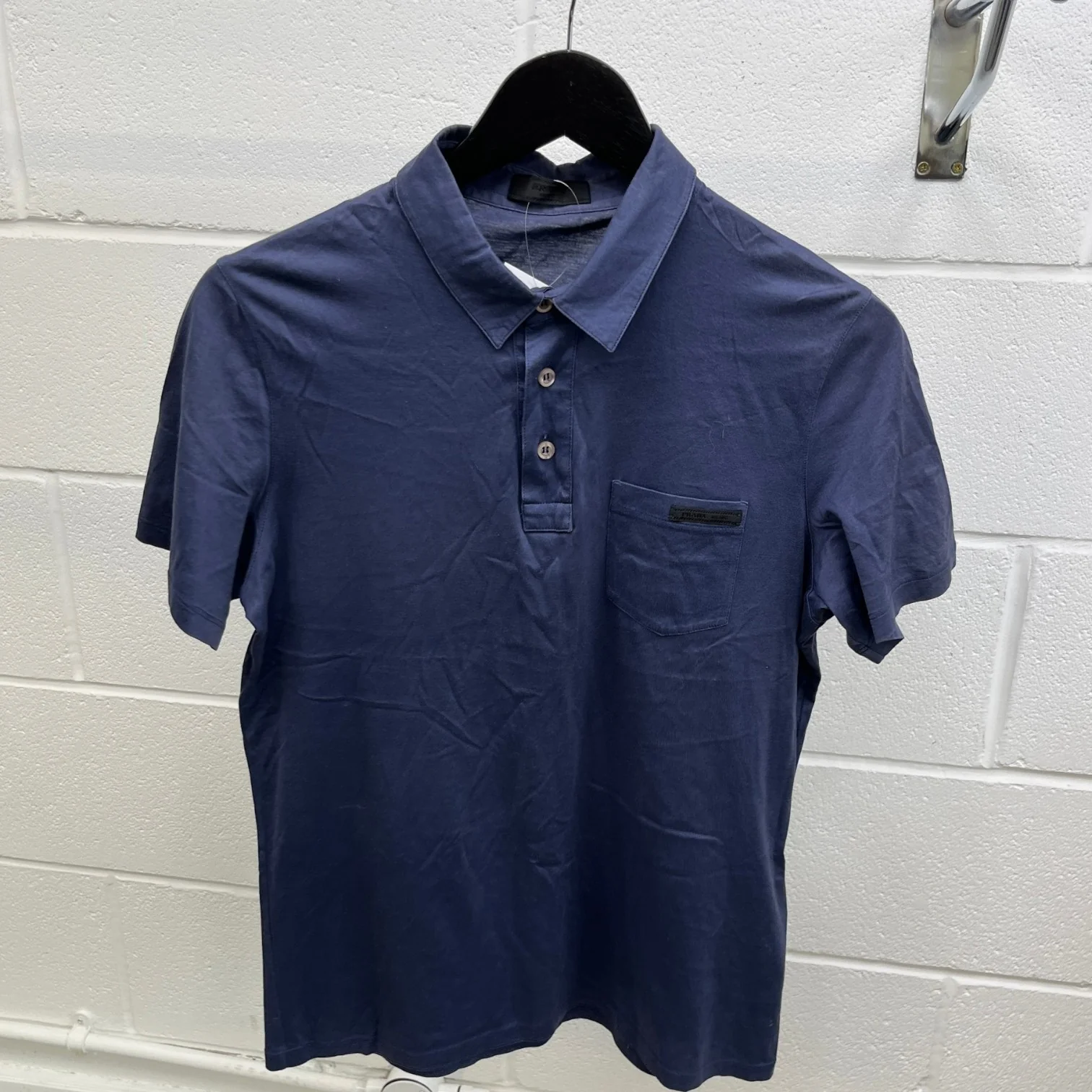 Men's Embroidered Logo Polo Shirt Blue Size S - Image 8