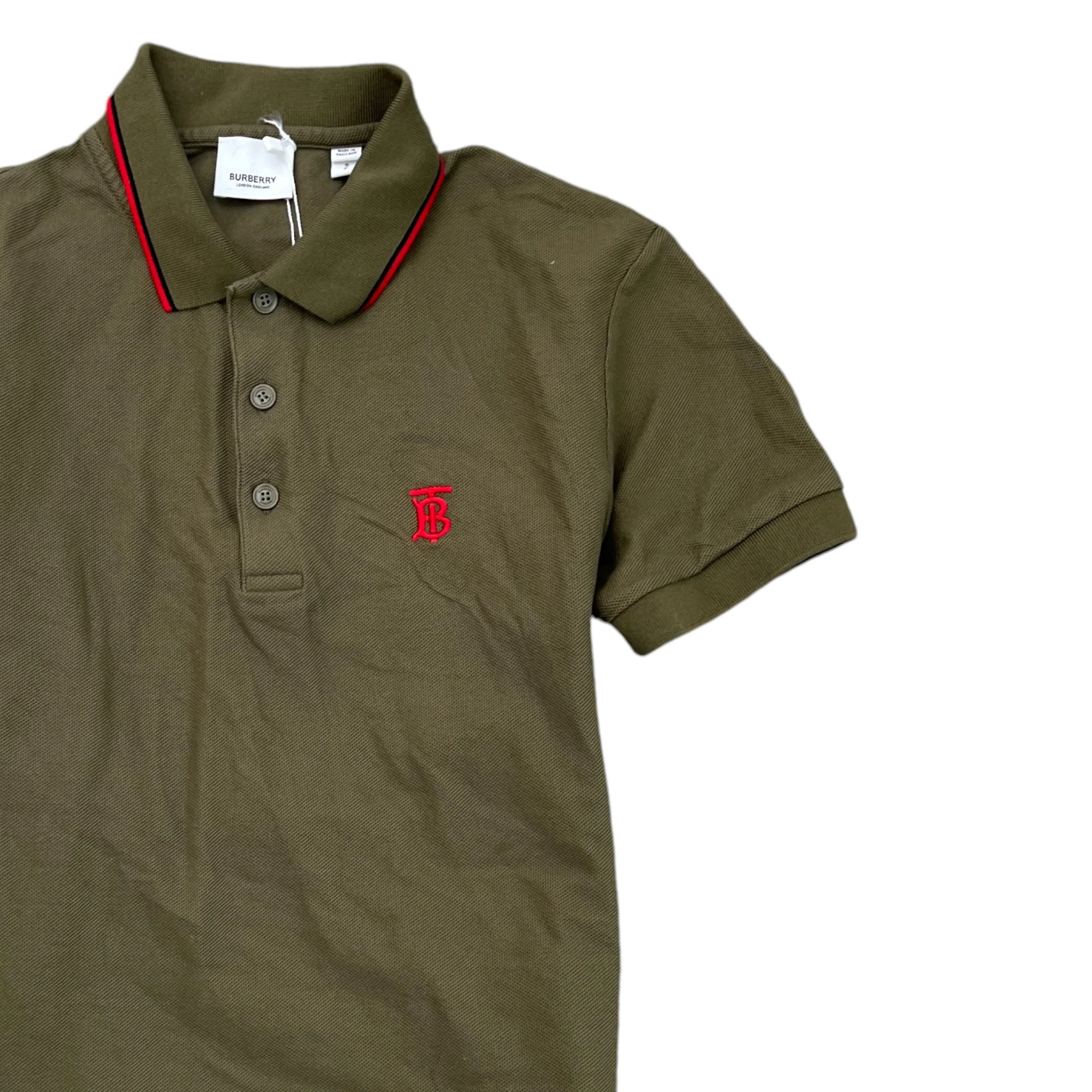 Men's Embroidered Logo Polo Shirt Khaki Size S - Image 3