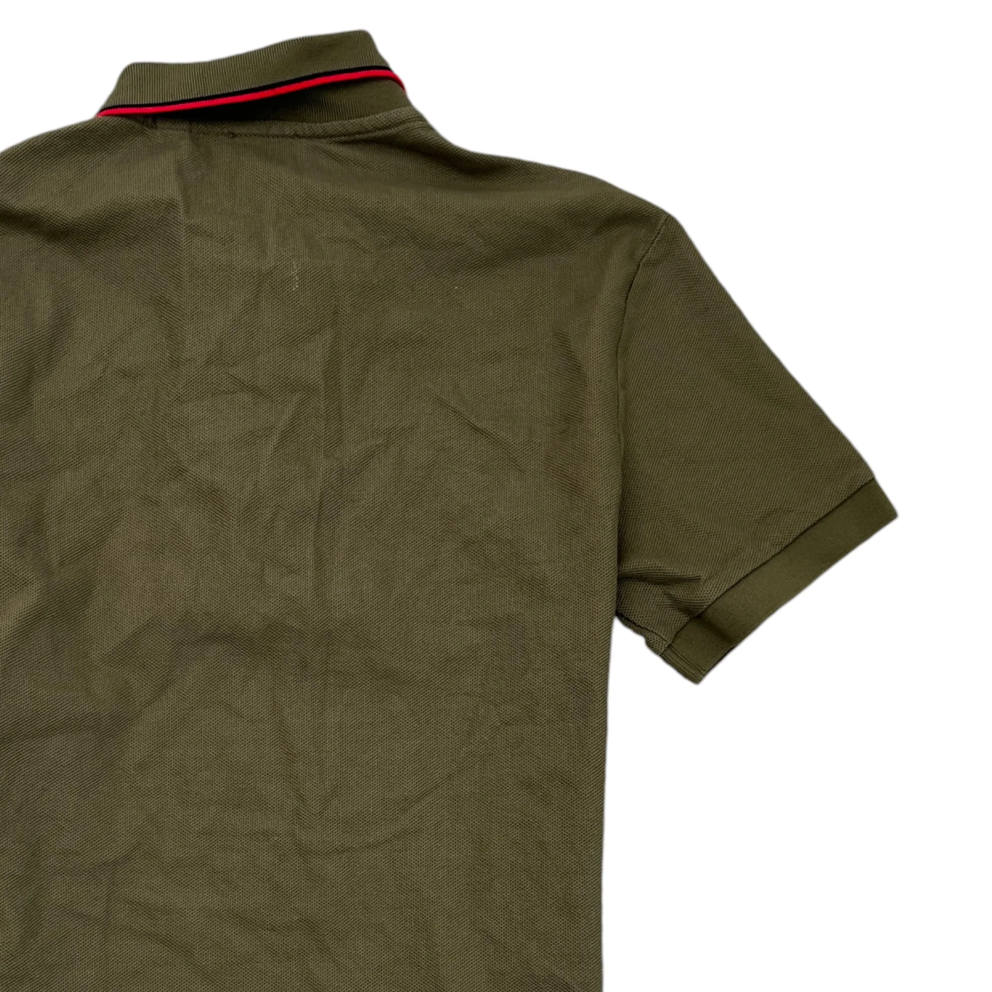 Men's Embroidered Logo Polo Shirt Khaki Size S - Image 4