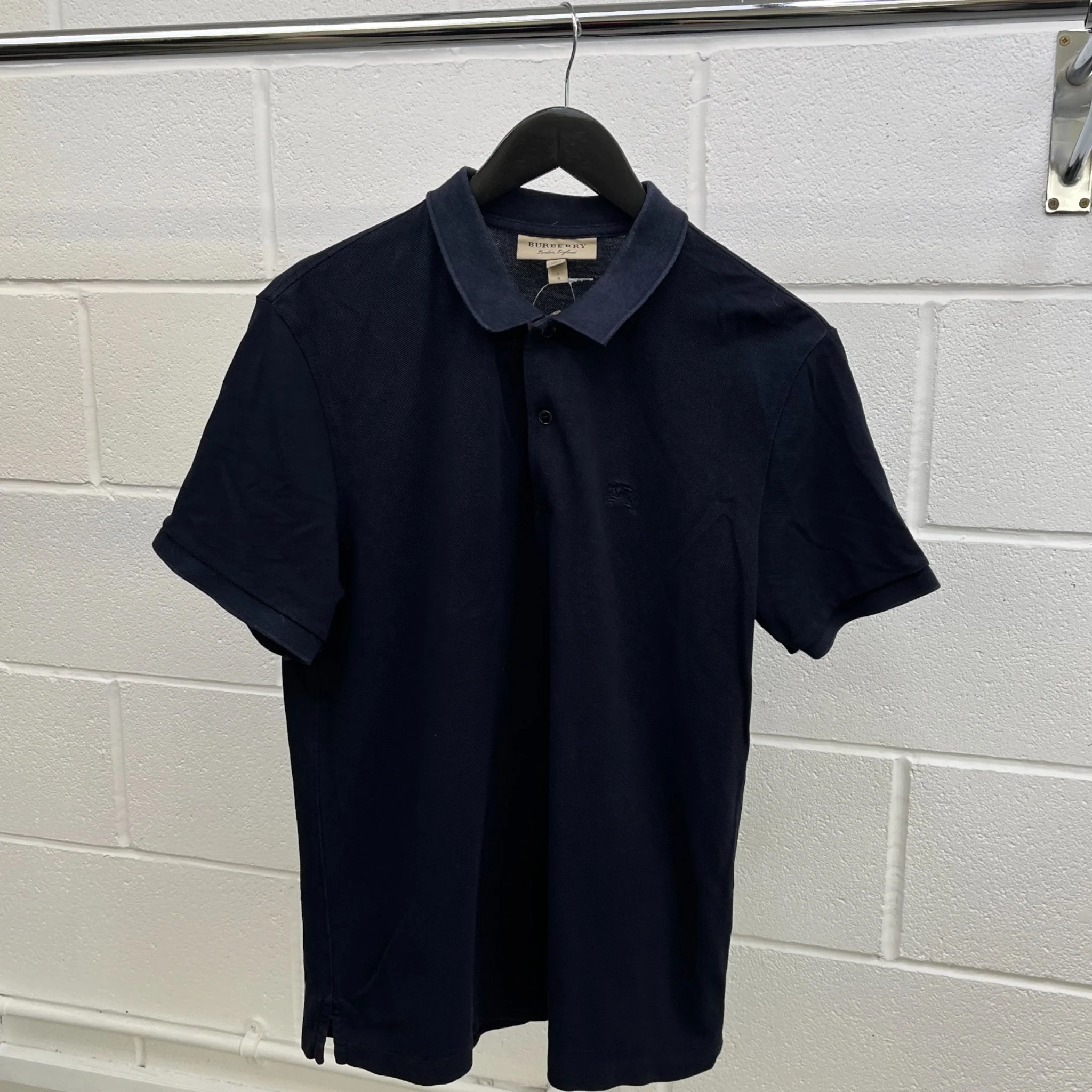 Men's Embroidered Logo Polo Shirt Navy Size L - Image 8