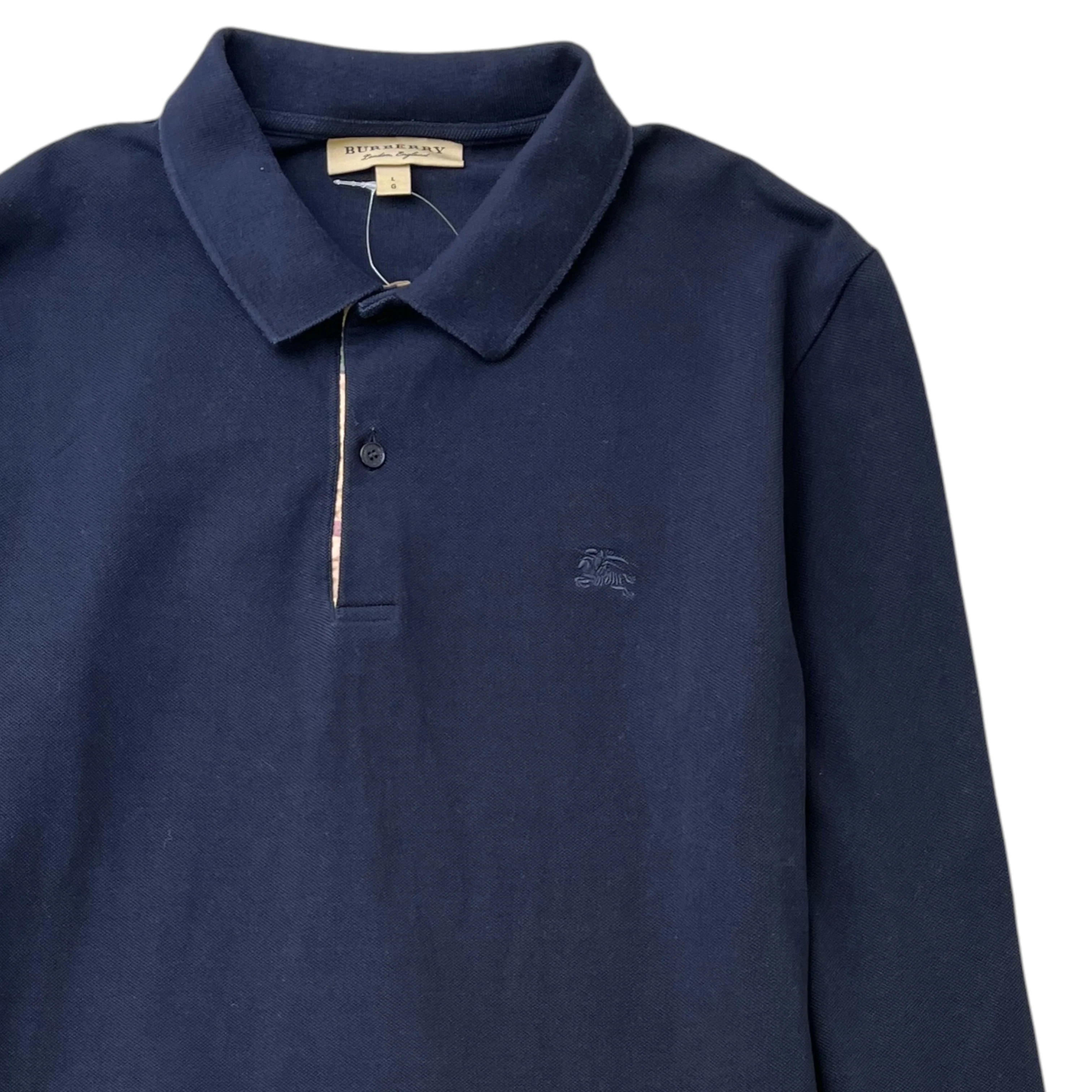 Men's Embroidered Logo Polo Shirt Navy Size L - Image 3