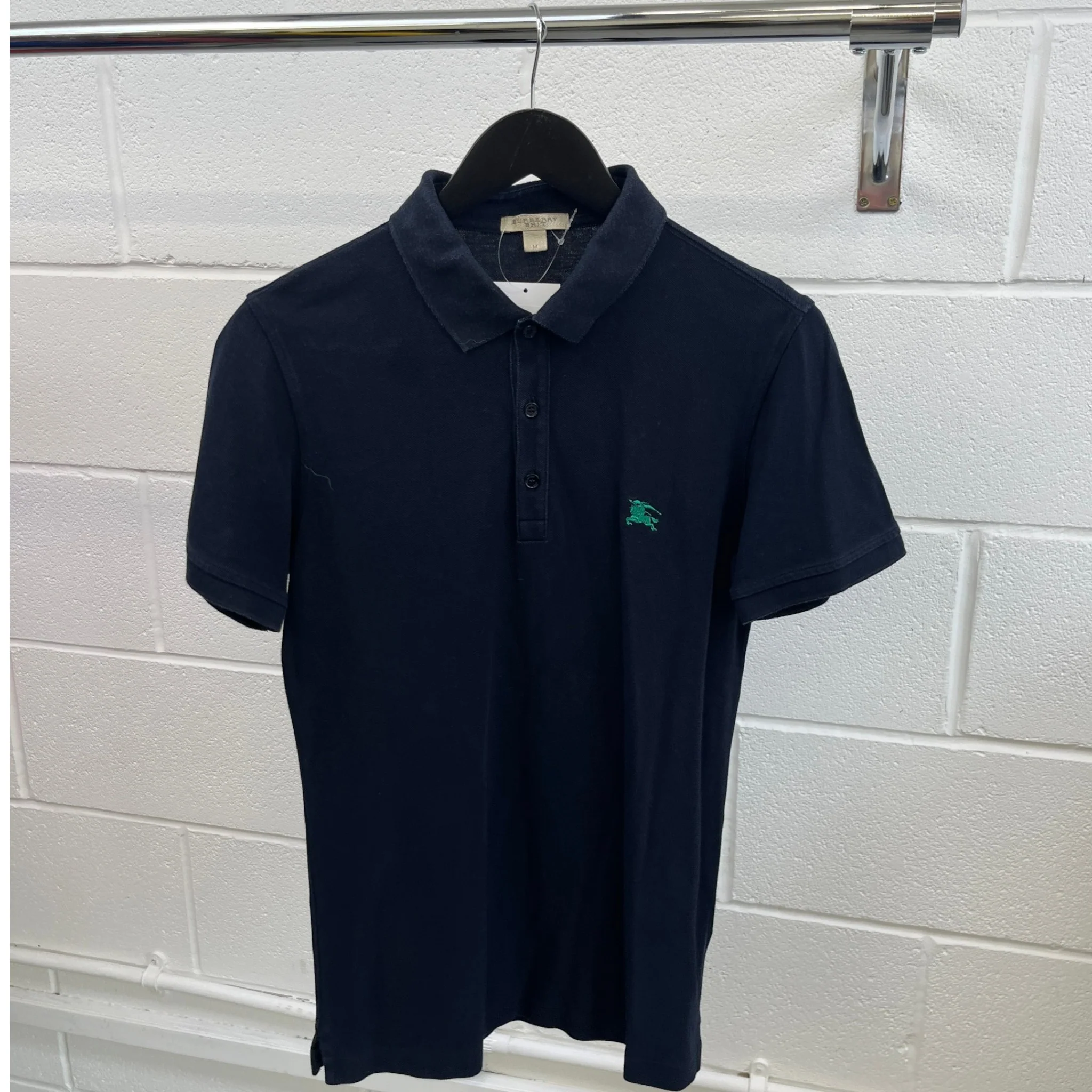 Men's Embroidered Logo Polo Shirt Navy Size M - Image 8