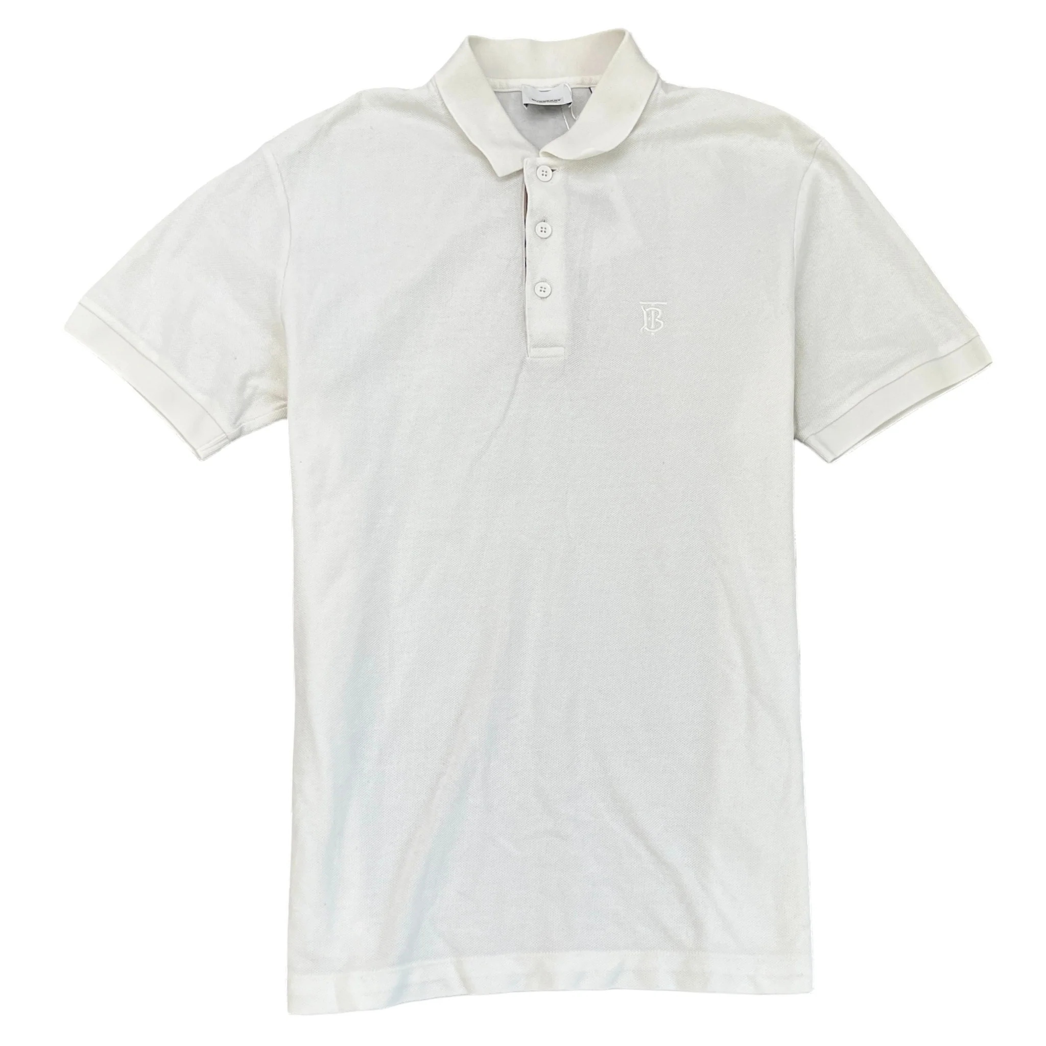 Men's Embroidered Logo Polo Shirt White Size M