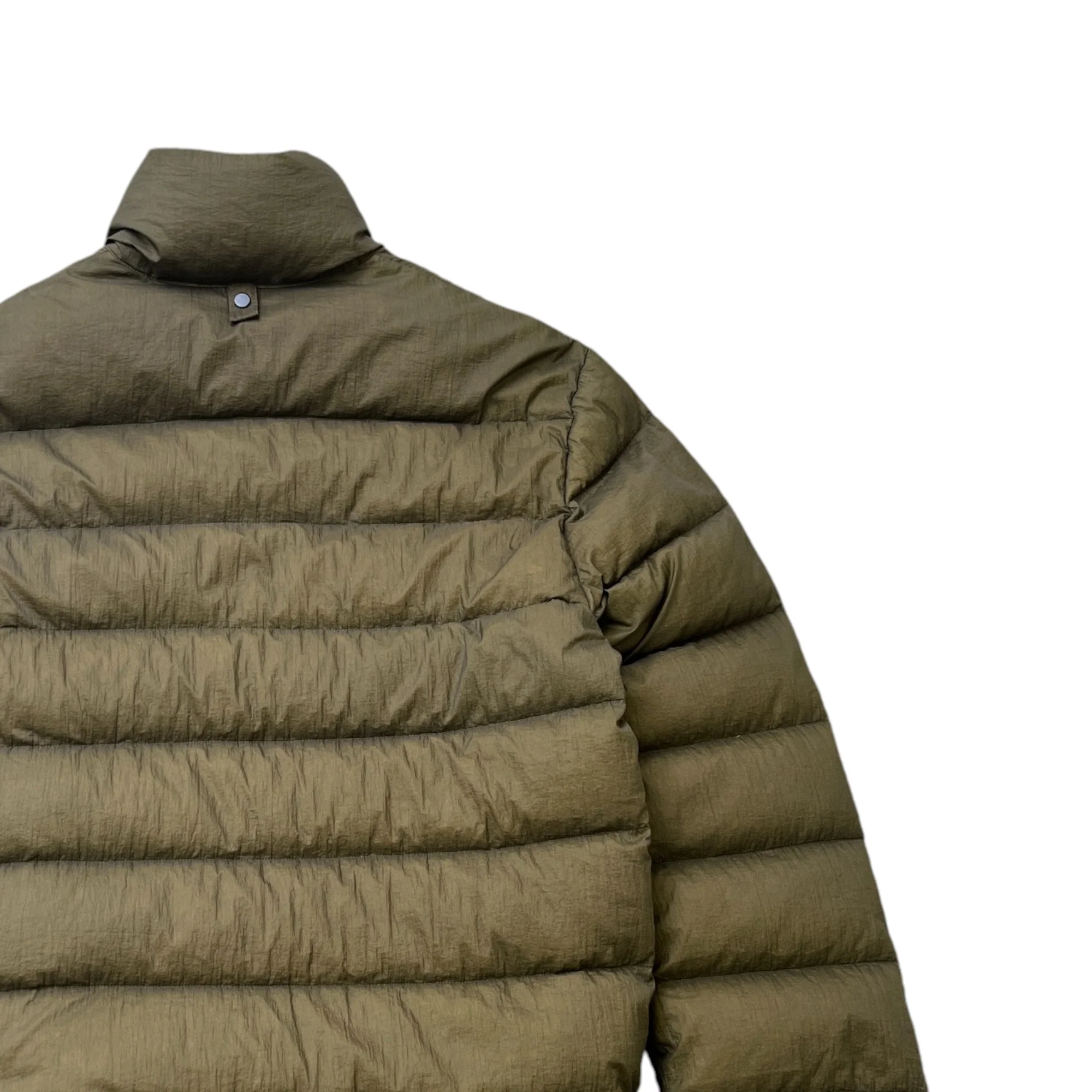 Men's Embroidered Logo Shell Down Jacket Khaki Size IT 46 / S - Image 4