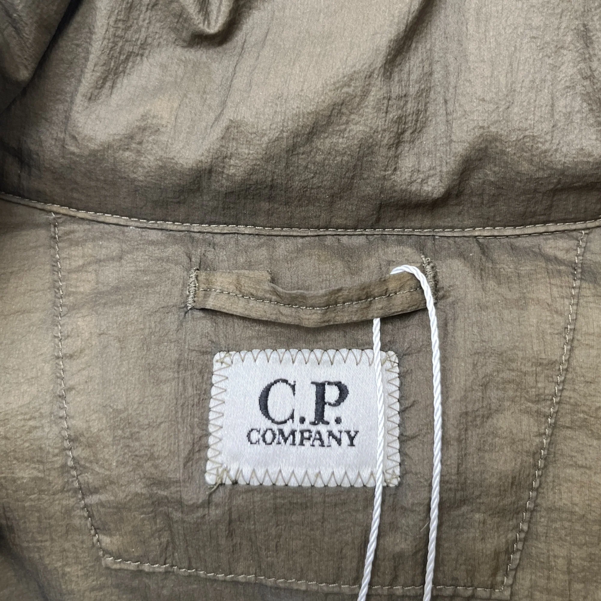 Men's Embroidered Logo Shell Down Jacket Khaki Size IT 46 / S - Image 8