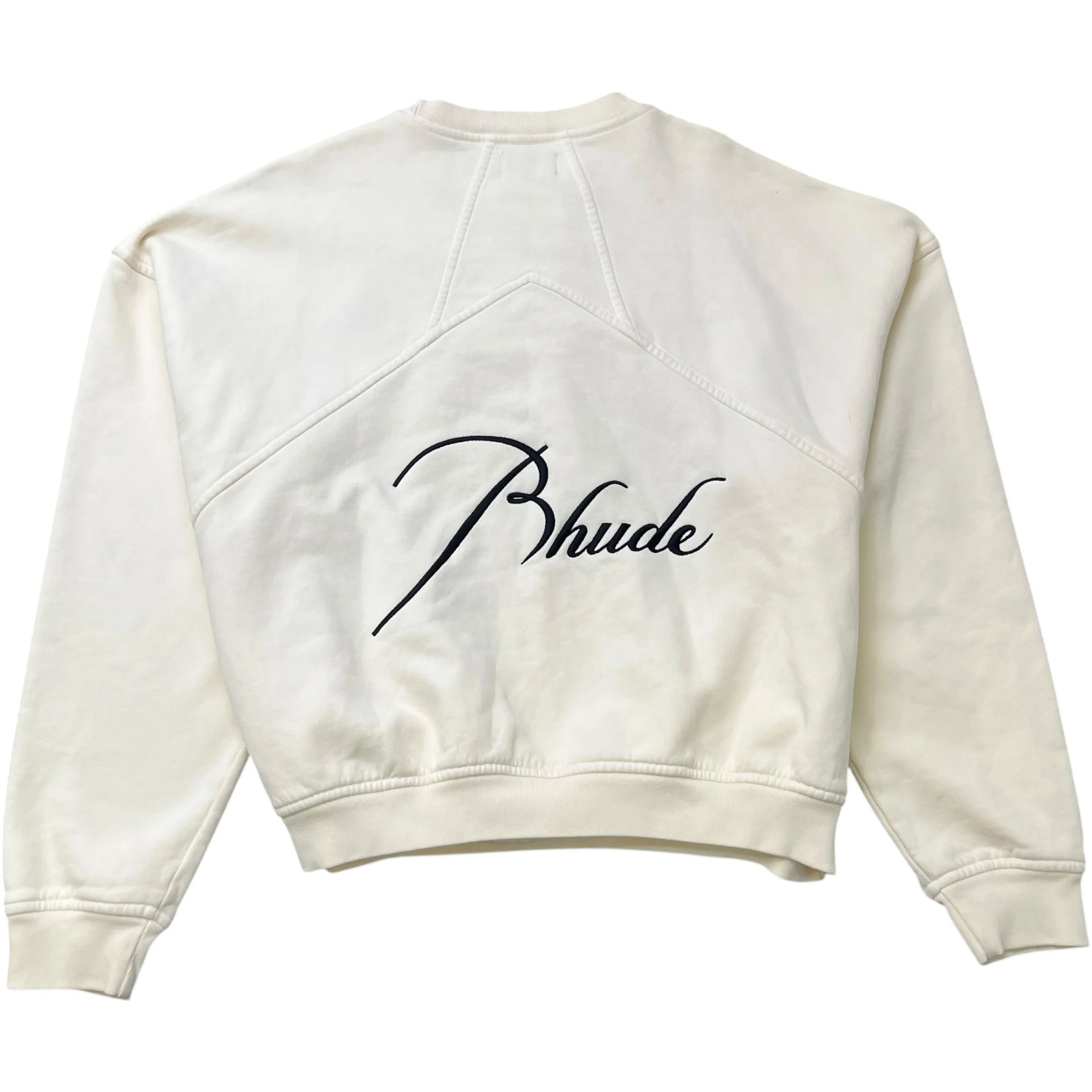 Men's Embroidered Logo Sweatshirt Cream Size S - Image 2