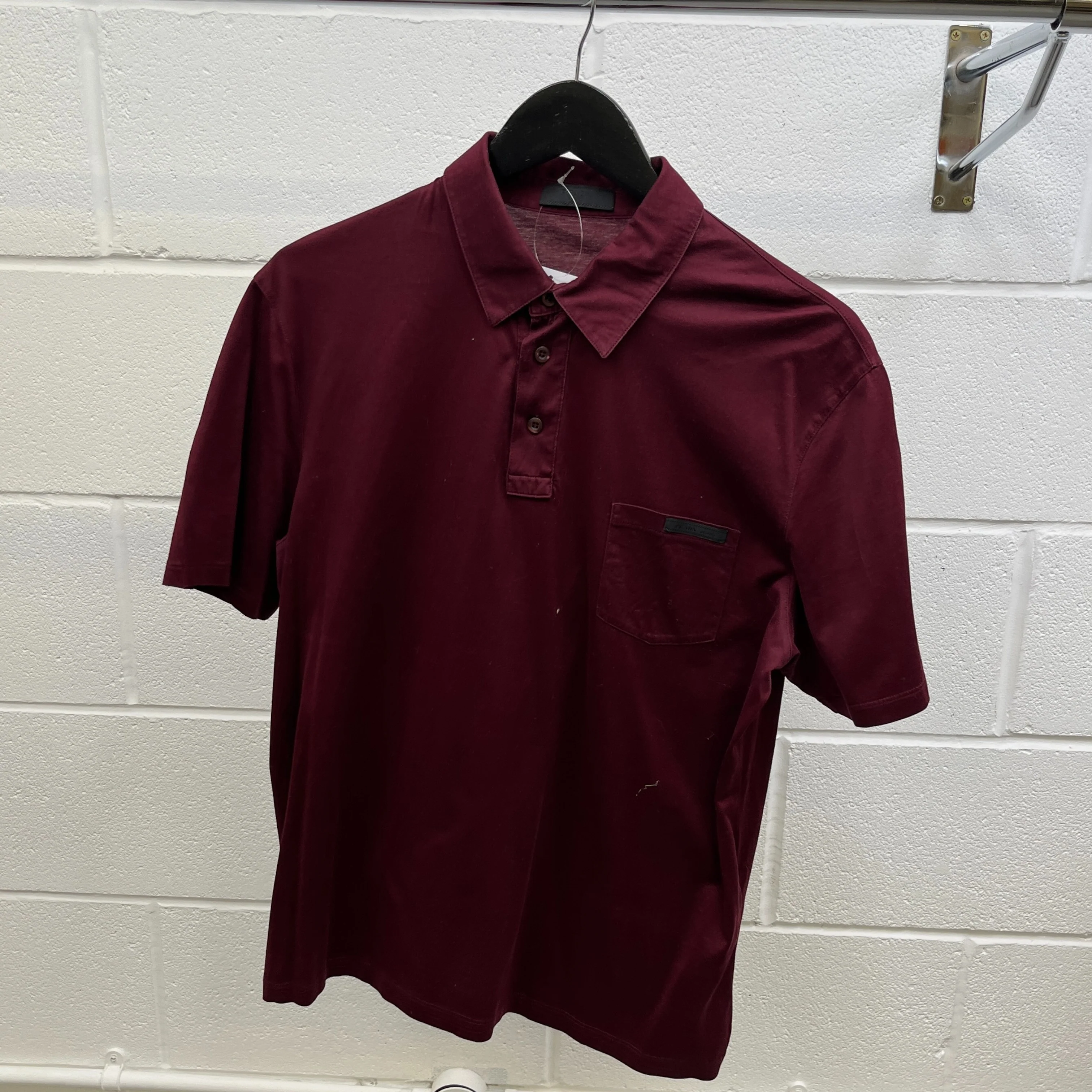 Men's Embroidered Logo T-Shirt Burgundy Size L - Image 8