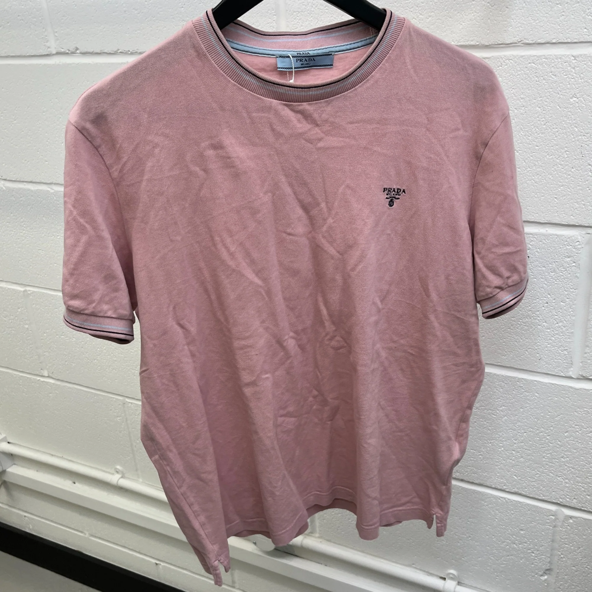 Men's Embroidered Logo T-Shirt Pink Size M - Image 7