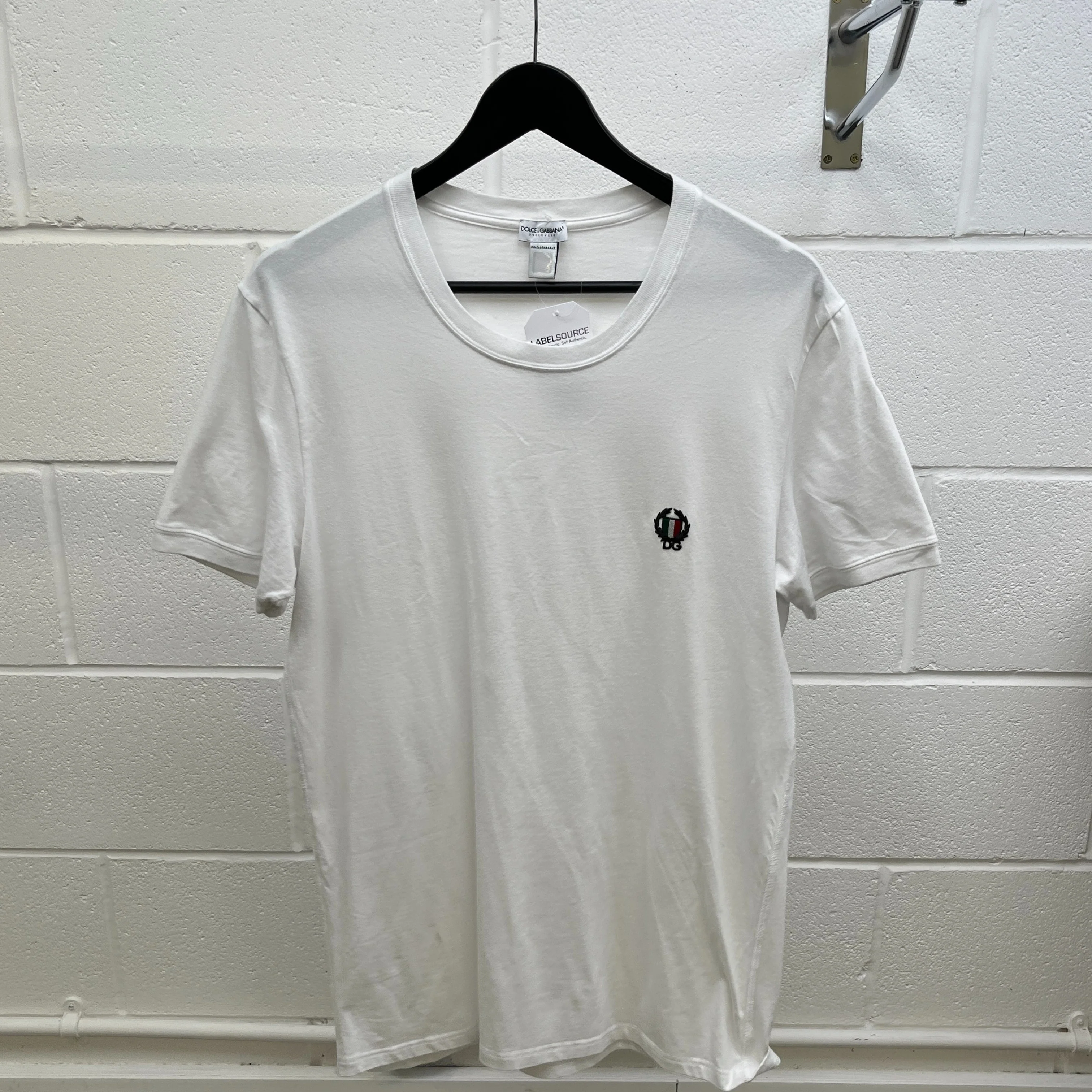Men's Embroidered Logo T-Shirt White Size L - Image 7