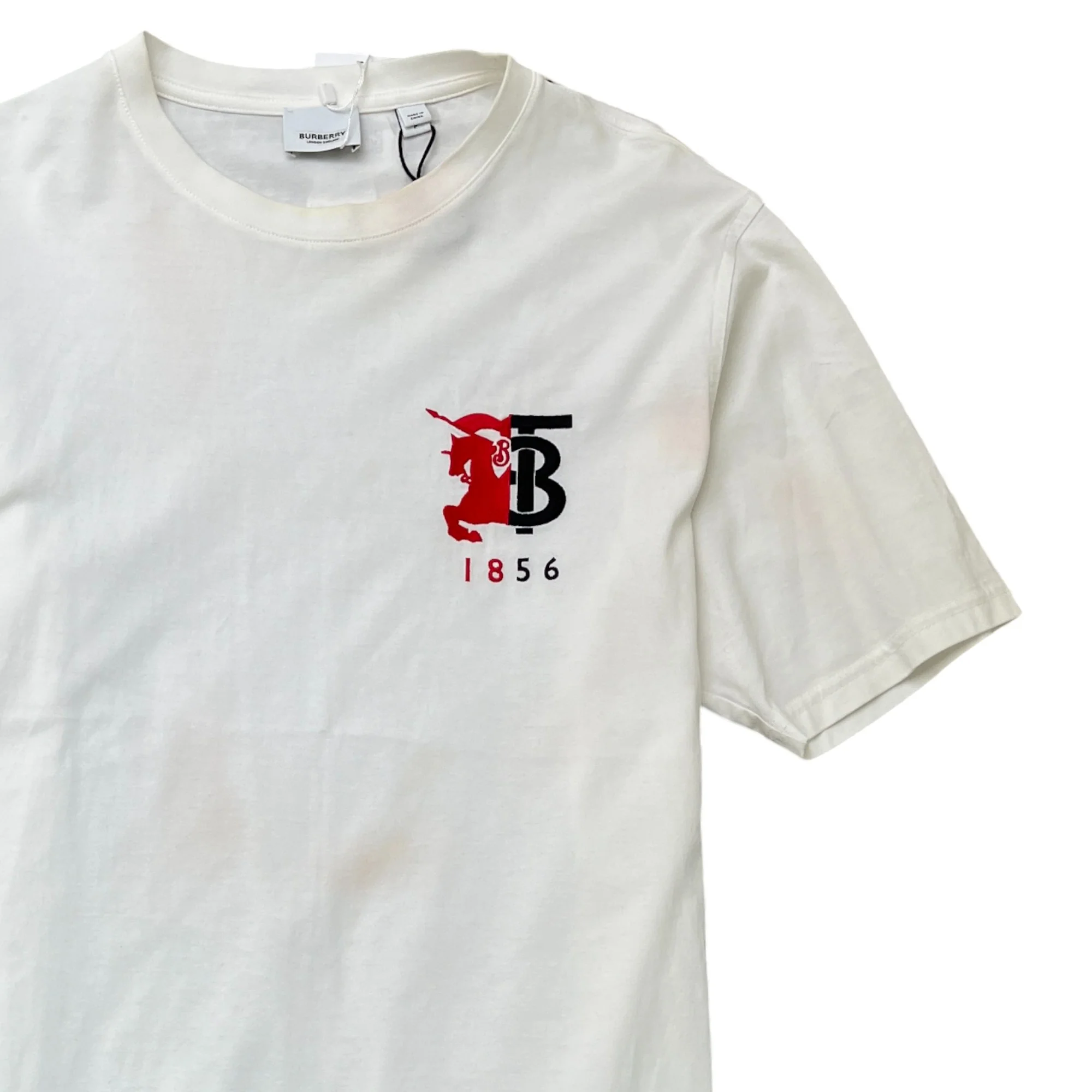 Men's Embroidered Logo T-Shirt White Size S - Image 3