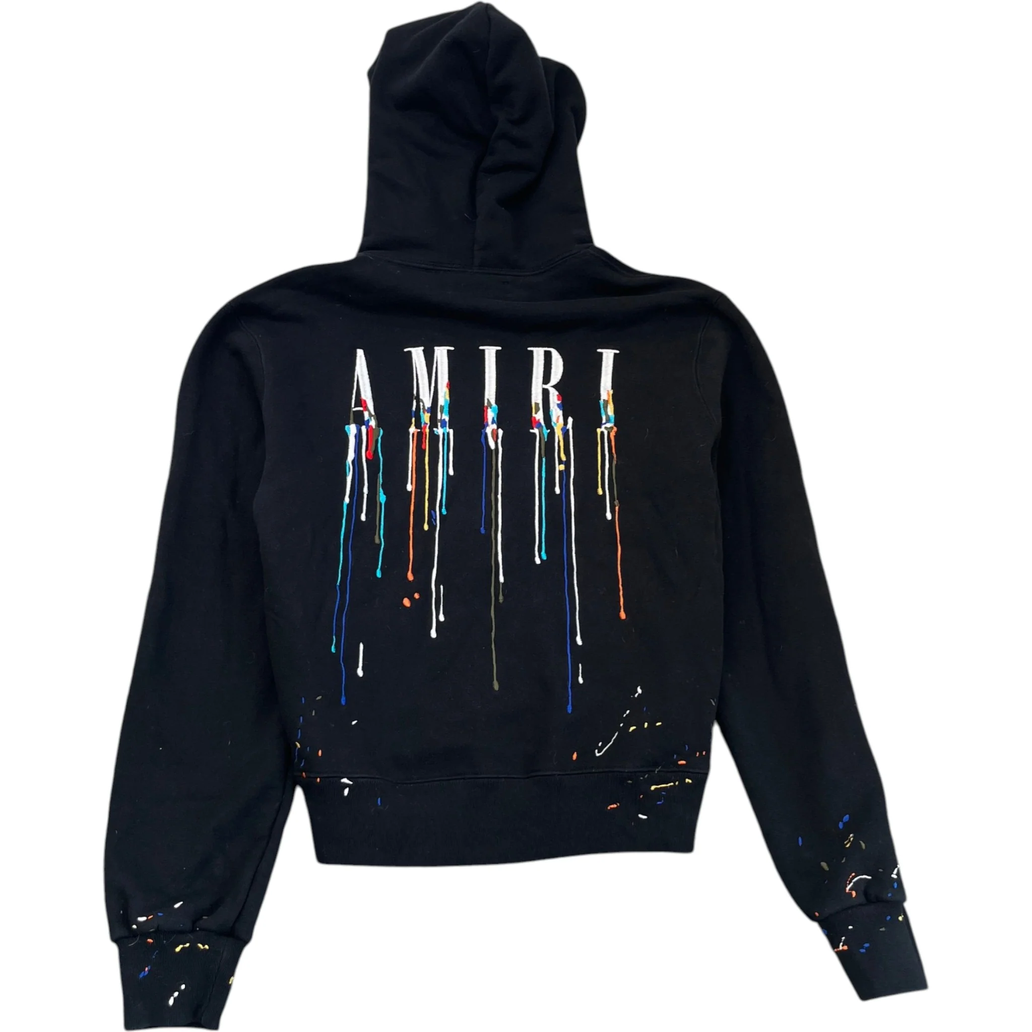 Men's Embroidered Paint-Drip Logo Hoodie Black Size S - Image 2