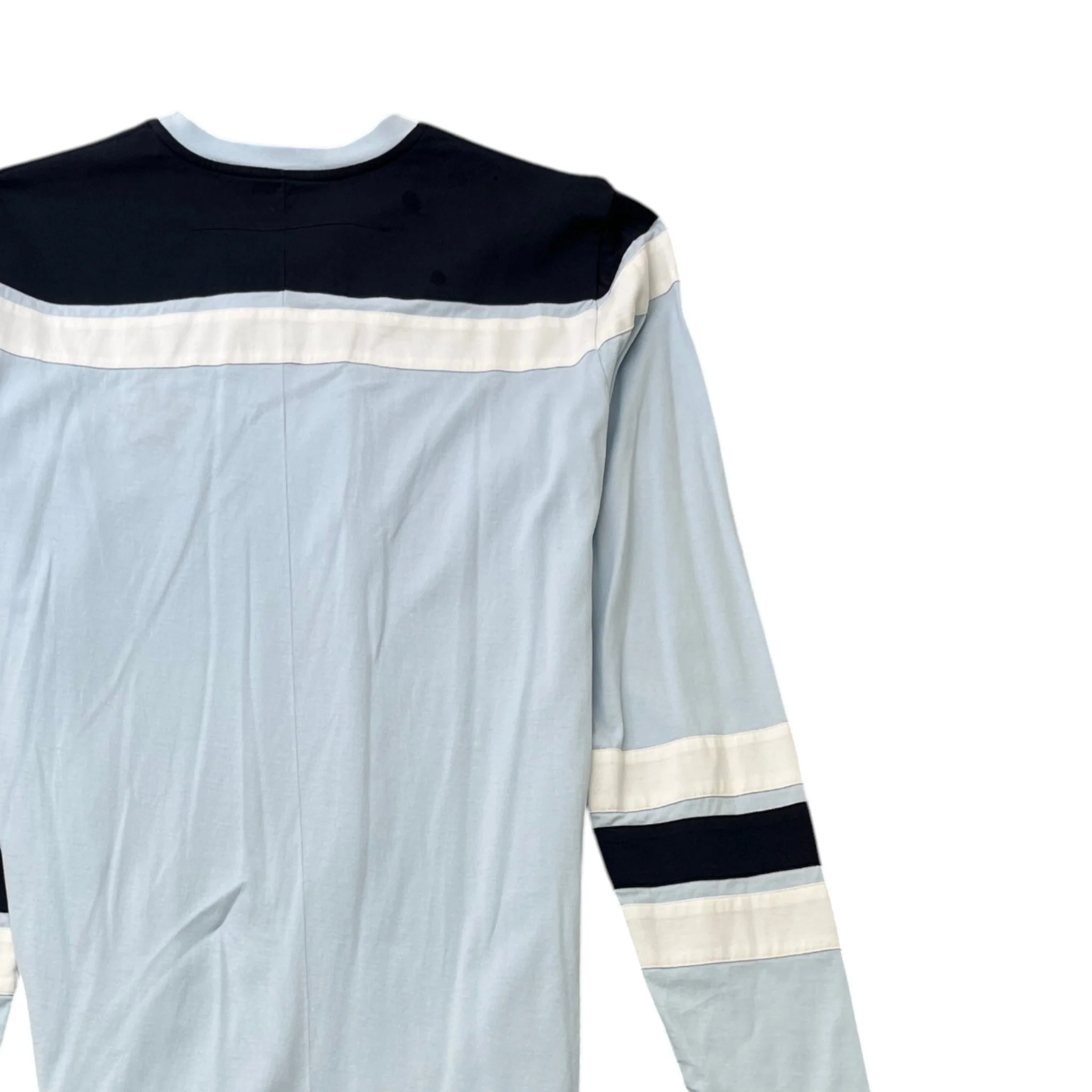 Men's Embroidered Star Long Sleeve T-Shirt Blue Size S - Image 4