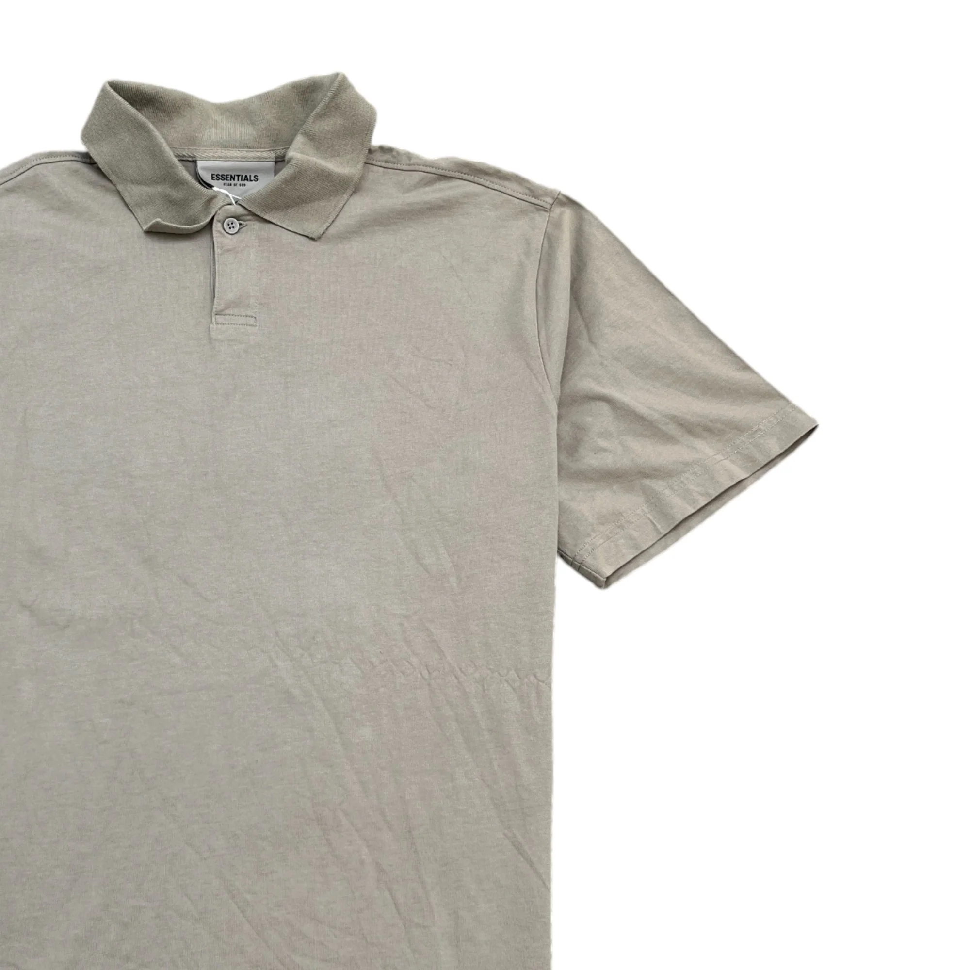 Men's Fear Of God Logo Polo Shirt Khaki Size XS - Image 4