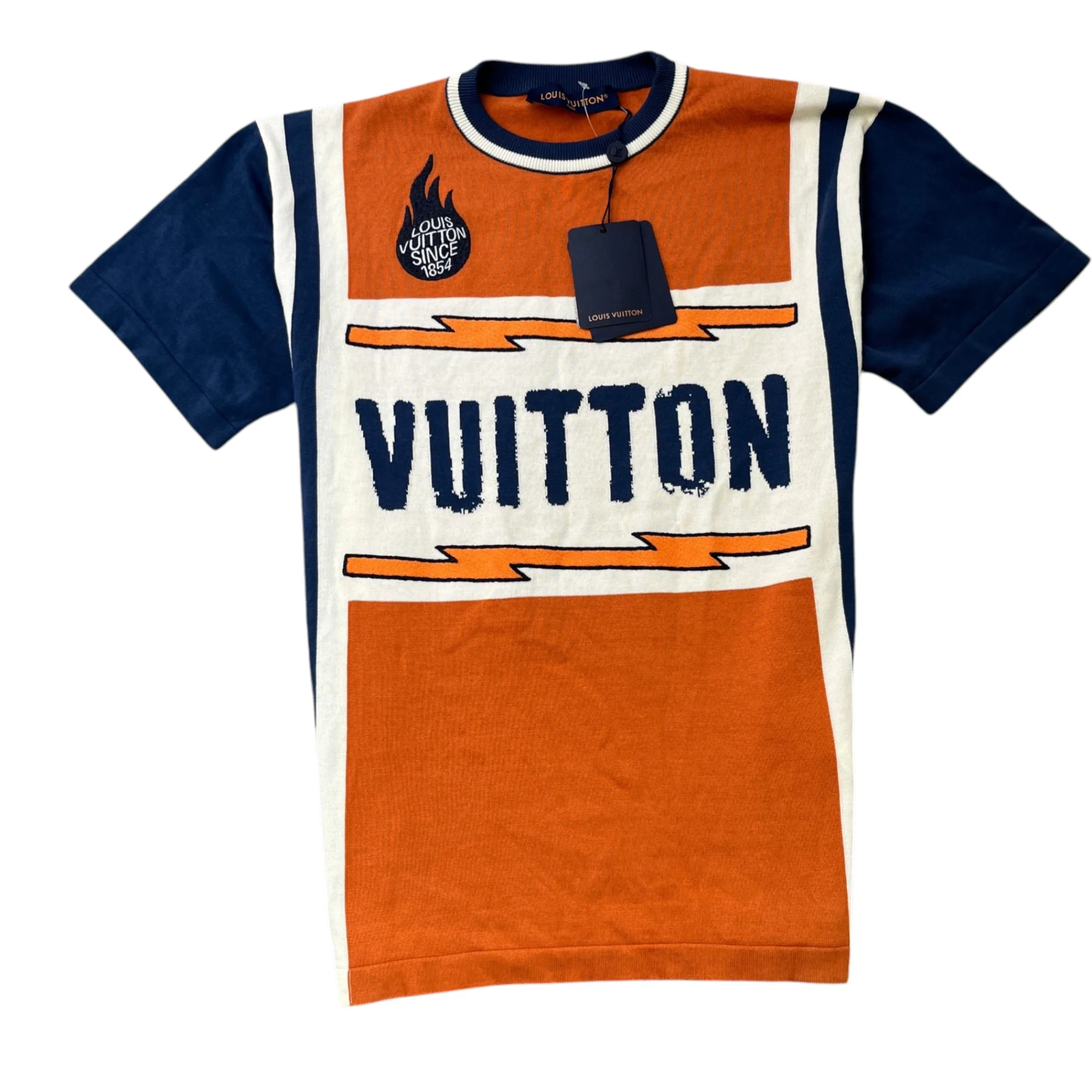 Men's Flames Logo T-Shirt Orange Size XS