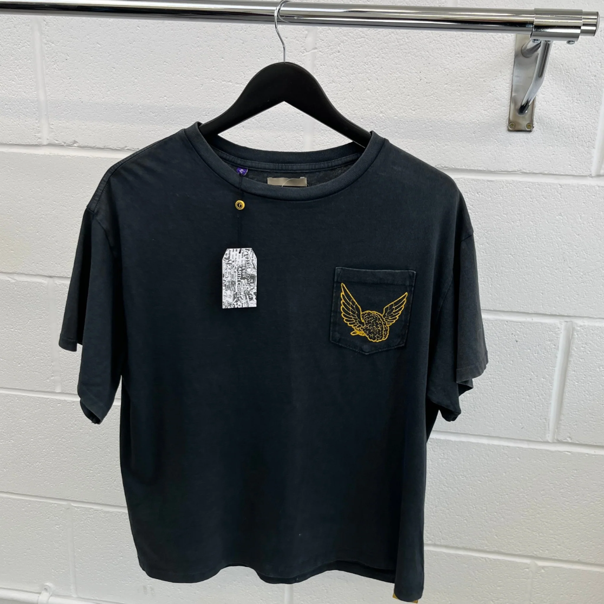 Men's Flying Brain Print T-Shirt Grey Size S - Image 11