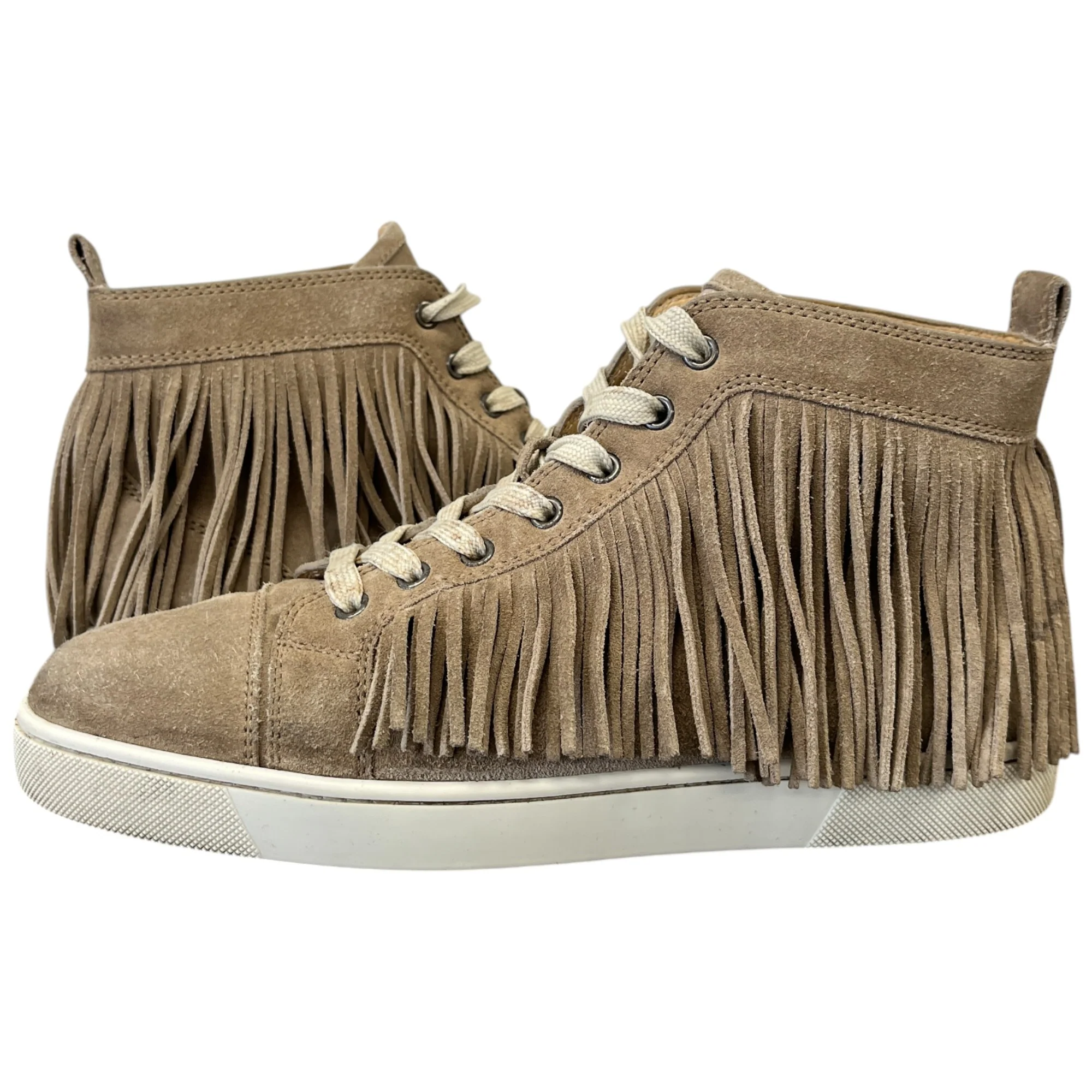 Men's Fringe Trim High Trainers Beige Size EU 41.5 / UK 7.5 - Image 3