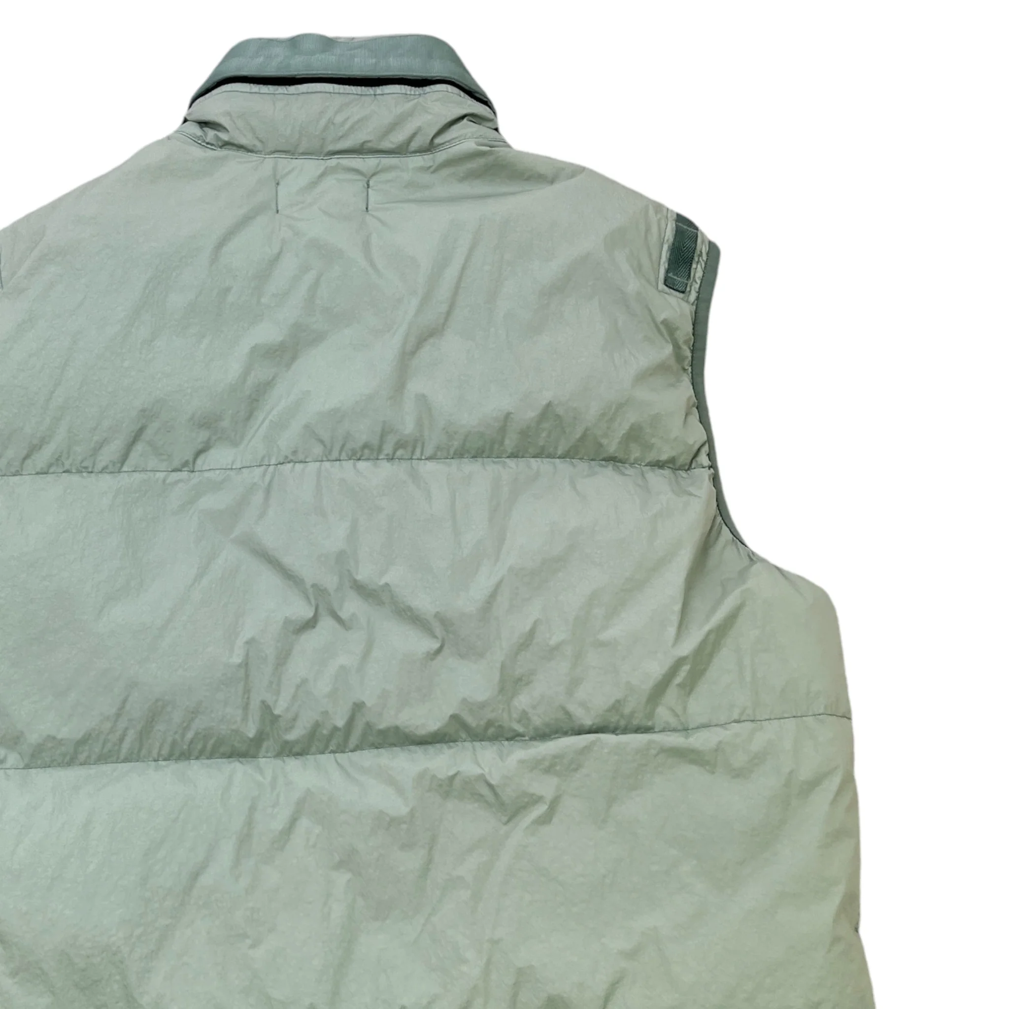 Men's Garment Dyed Crinkle Reps Applique Logo Gilet Green Size XL - Image 4
