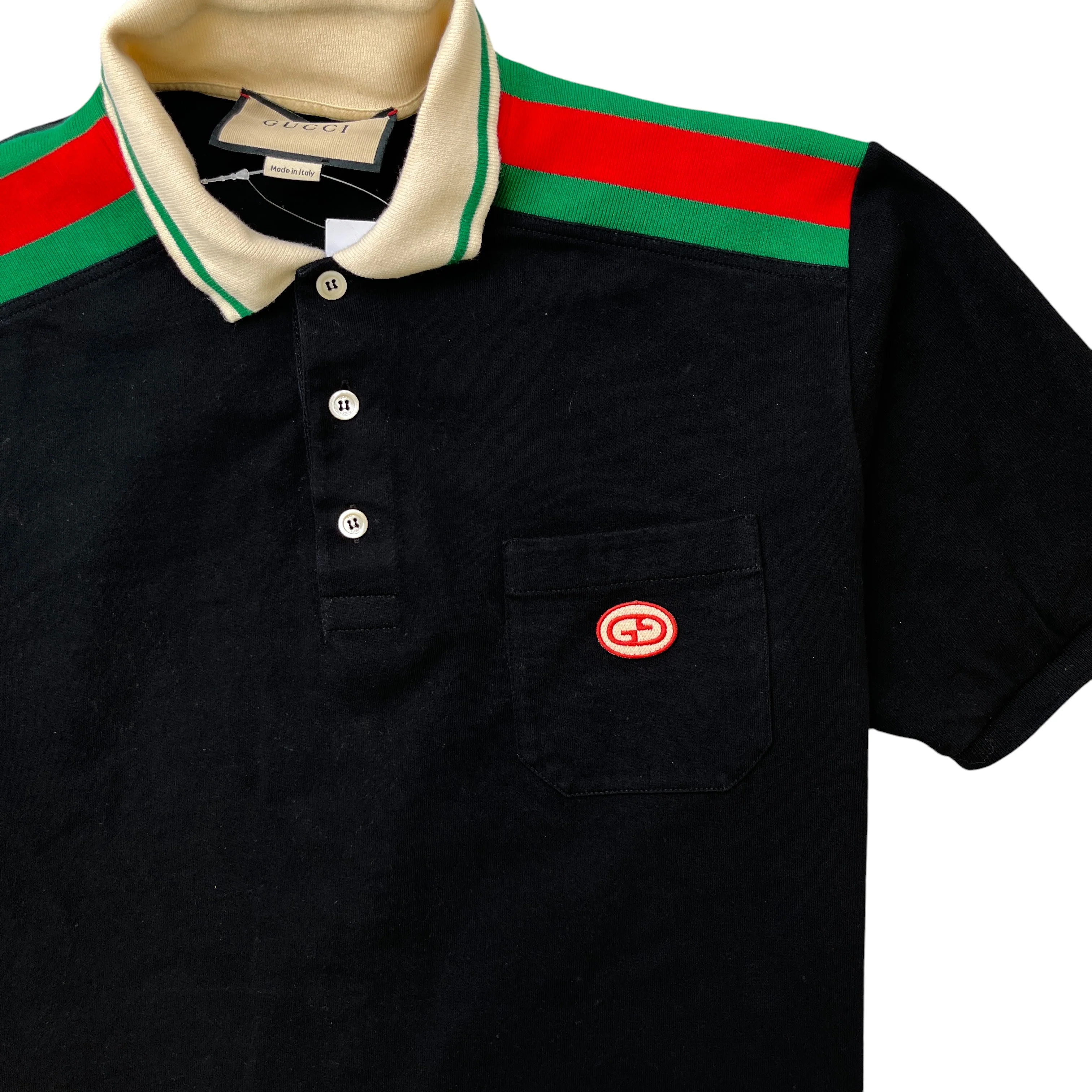 Men's Gg Applique Polo Shirt Black Size M - Image 5