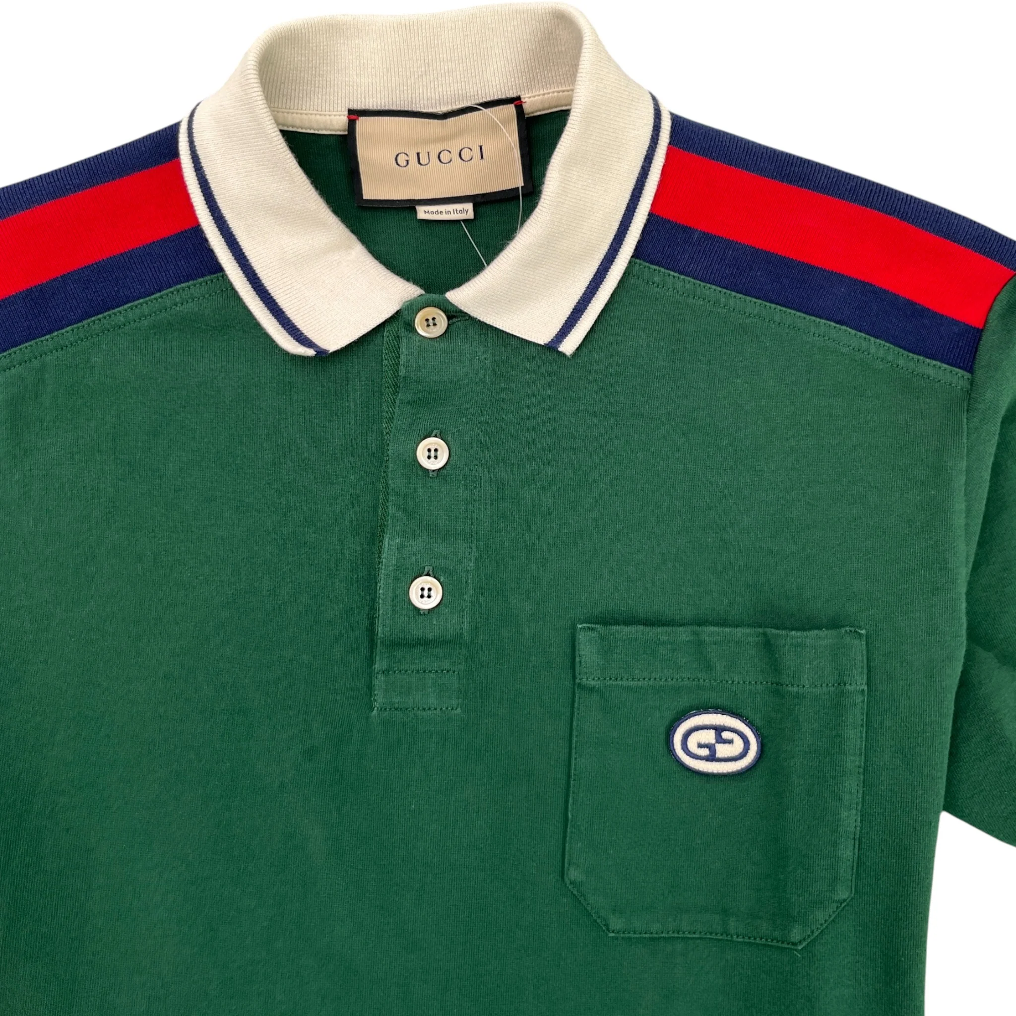 Men's Gg Pocket Logo Polo Shirt Green Size S - Image 5