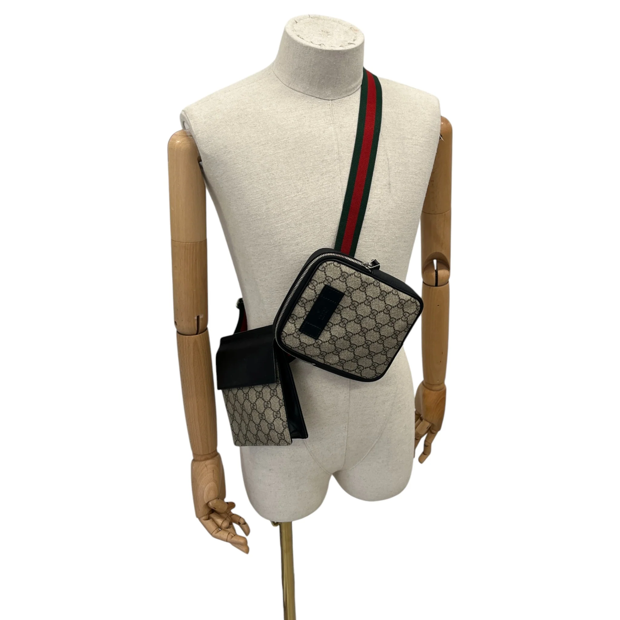 Men's Gg Supreme Double Belt Bag Beige - Image 2