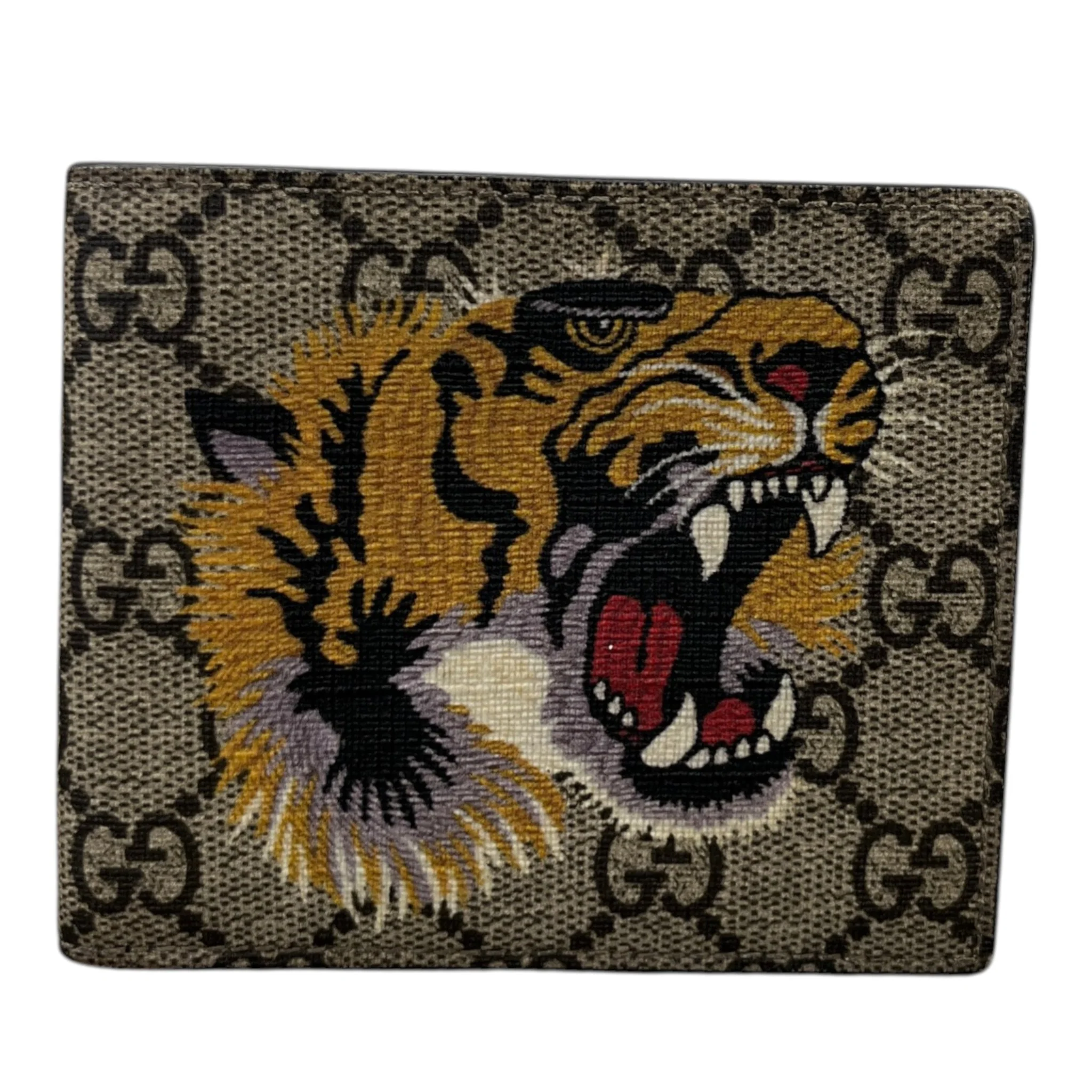 Men's Gg Supreme Tiger Wallet Beige