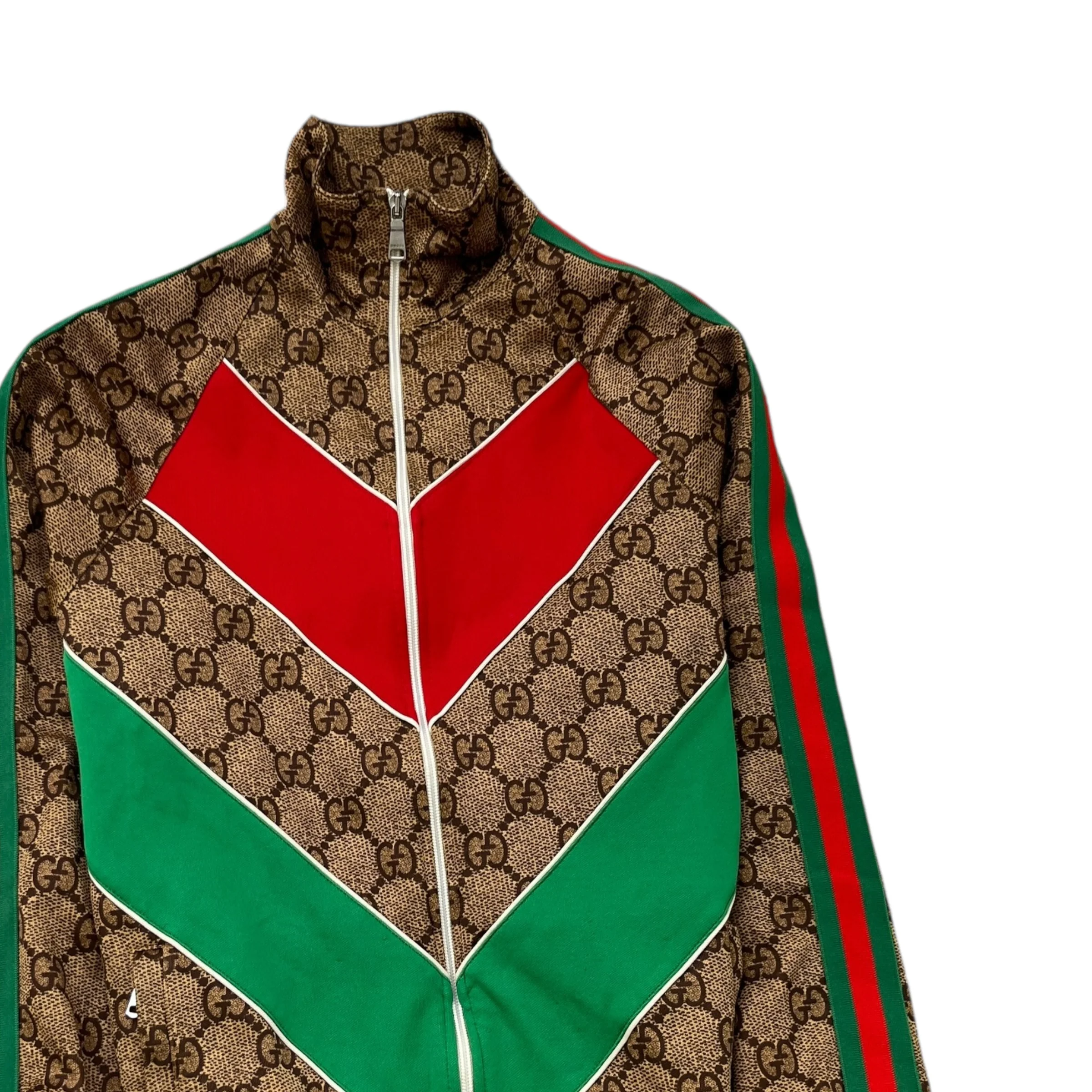 Men's Gg Supreme Web Track Jacket Brown Size S - Image 3
