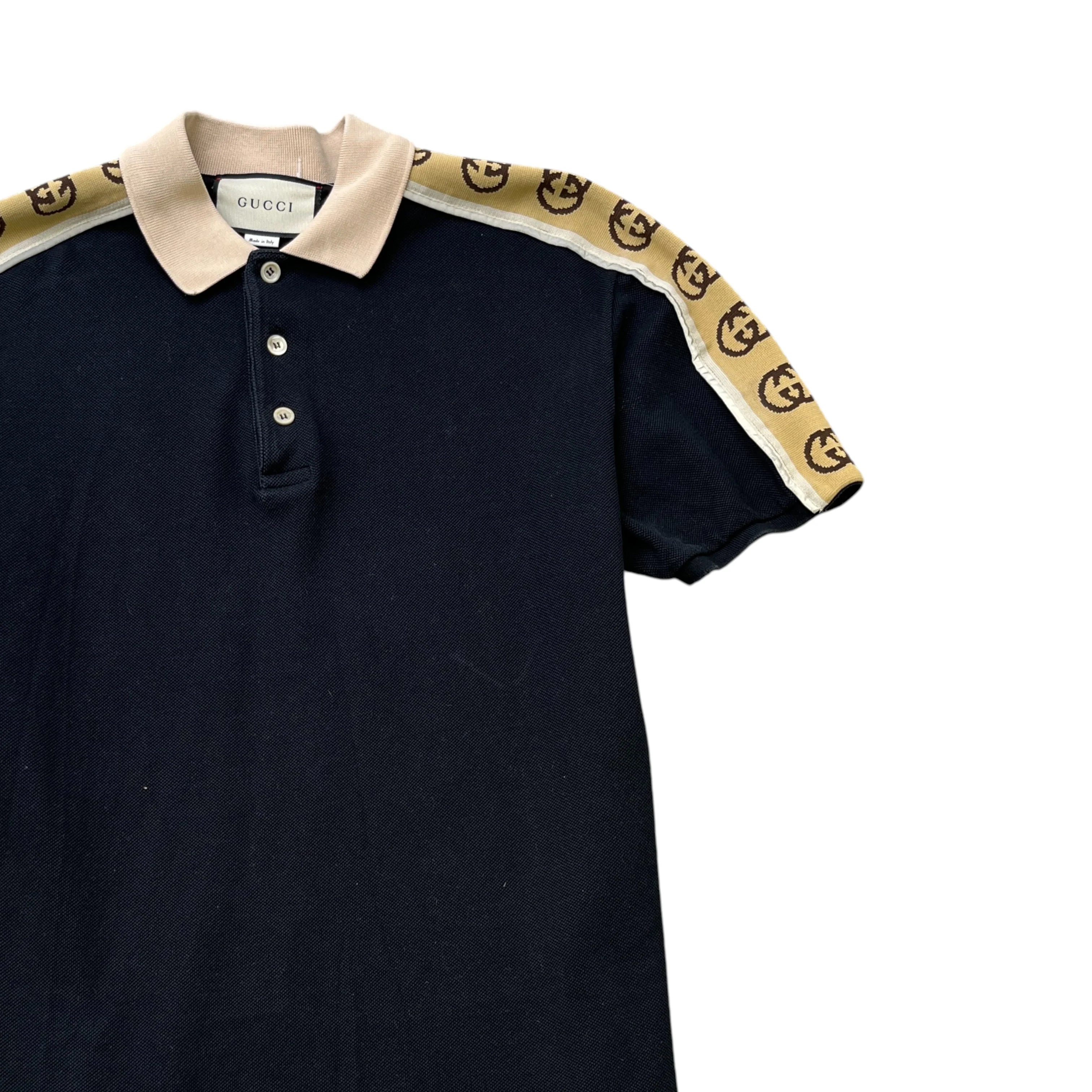 Men's Gg Tape Logo Polo Shirt Black Size M - Image 3