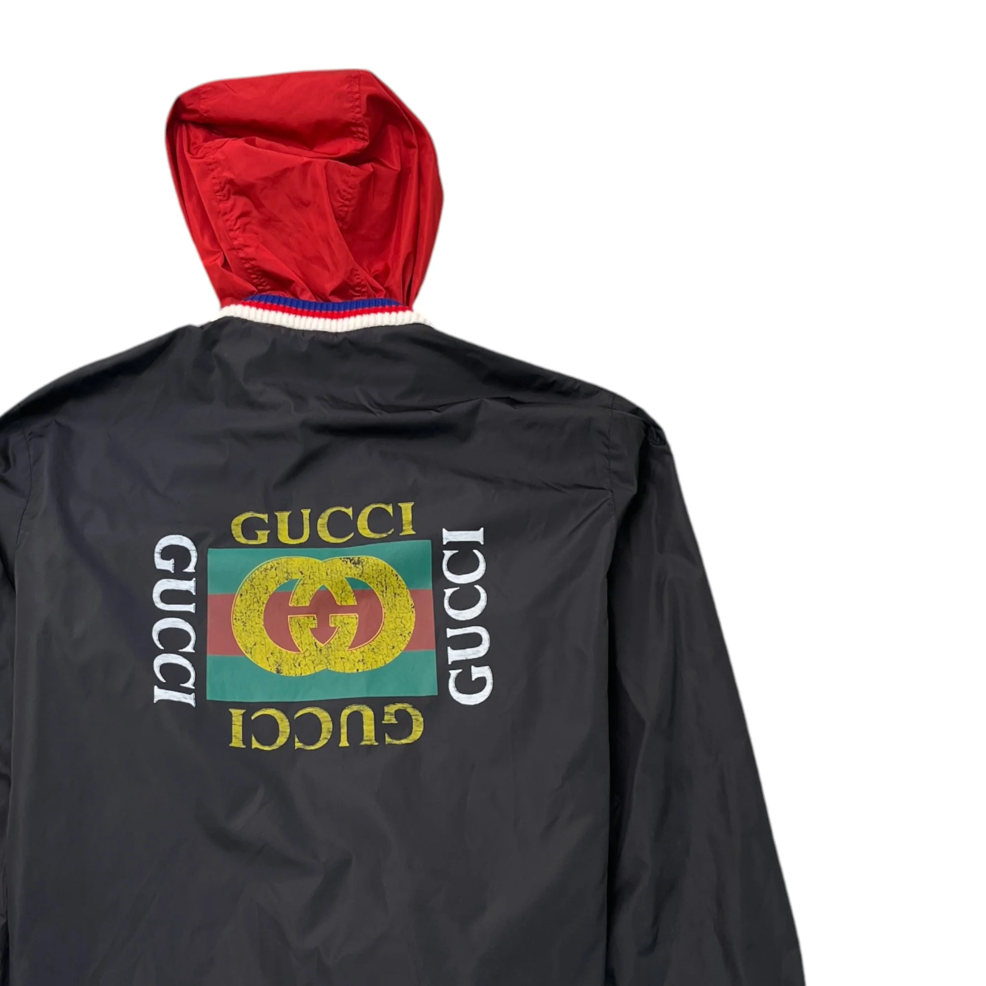 Men's Gg Zip Up Logo Print Windbreaker Black Size IT 48 / M - Image 4