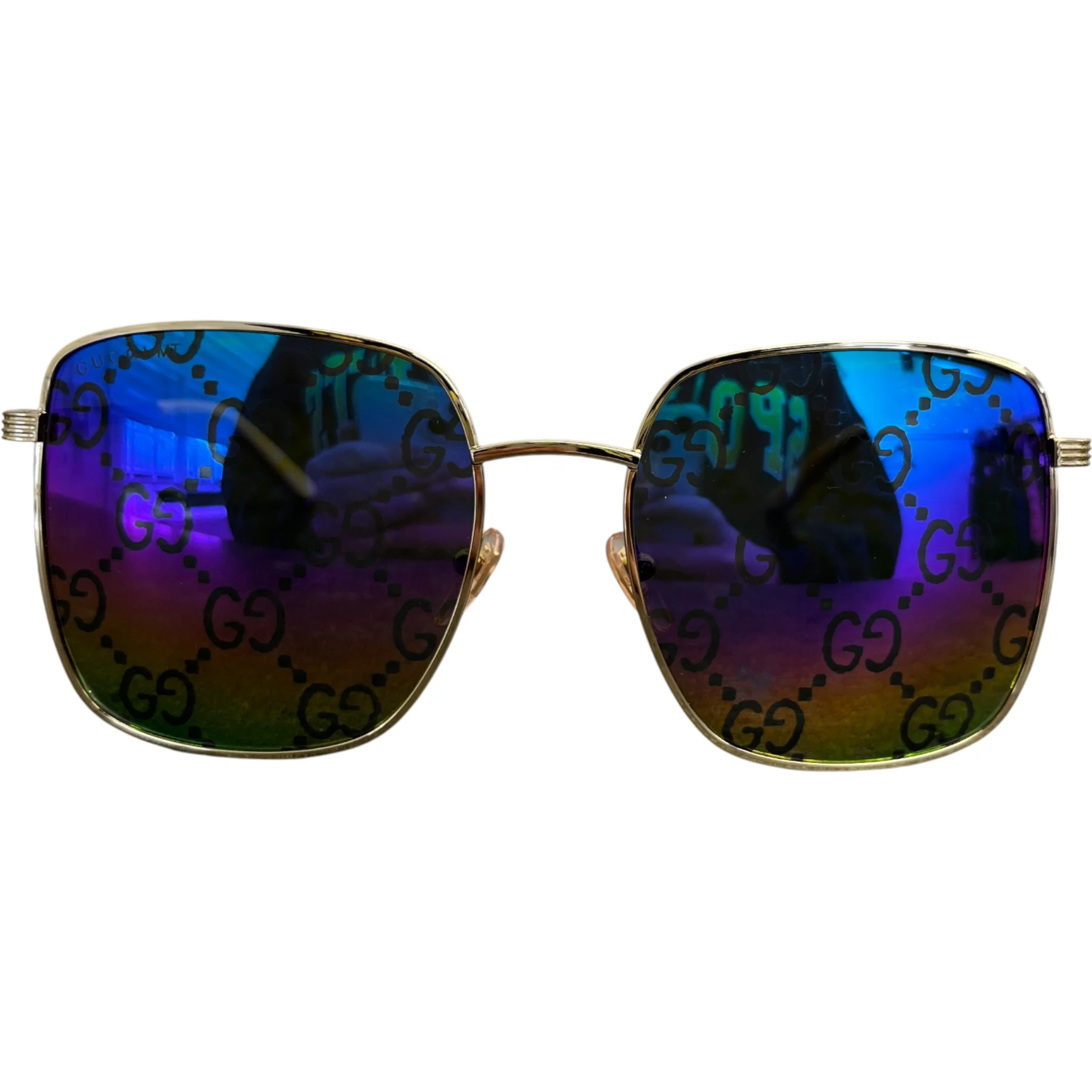 Men's Gg0802S Rainbow Monogram Sunglasses Gold