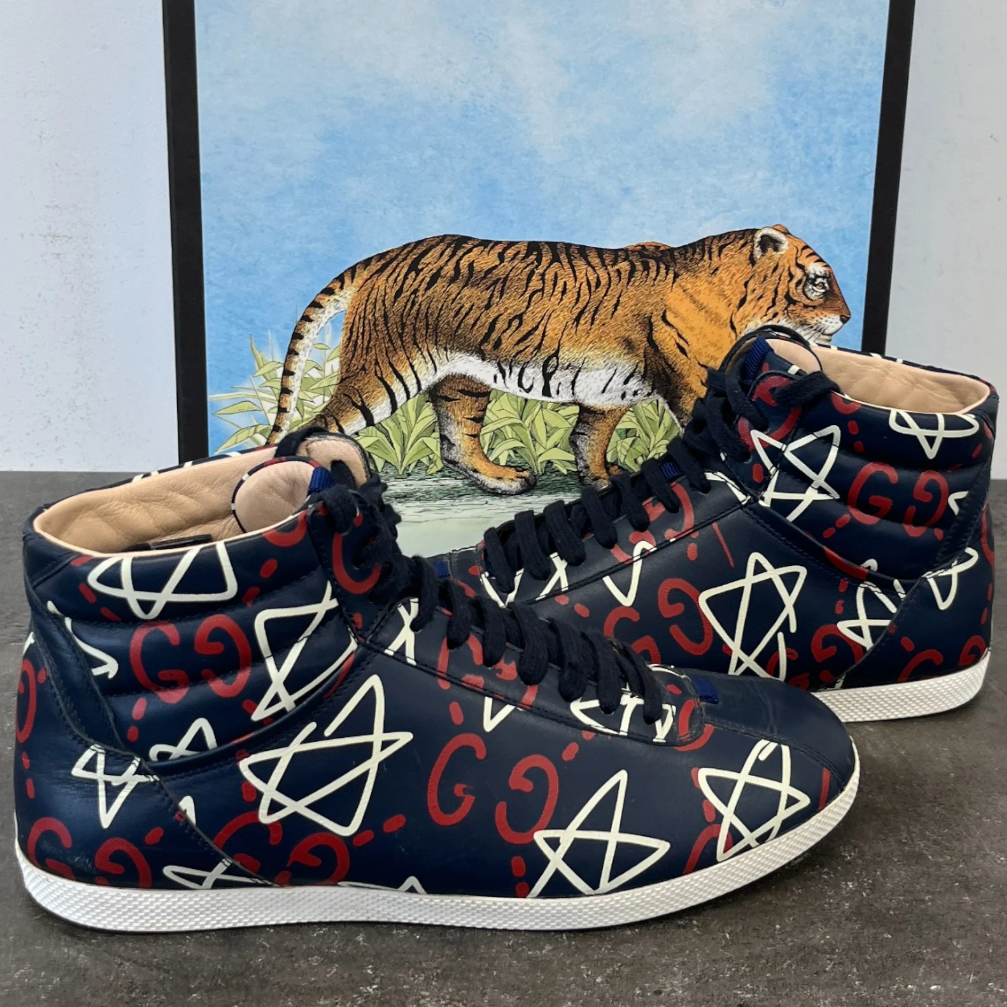 Men's Ghost Logo High Trainers Navy Size EU 40 / UK 6 - Image 12