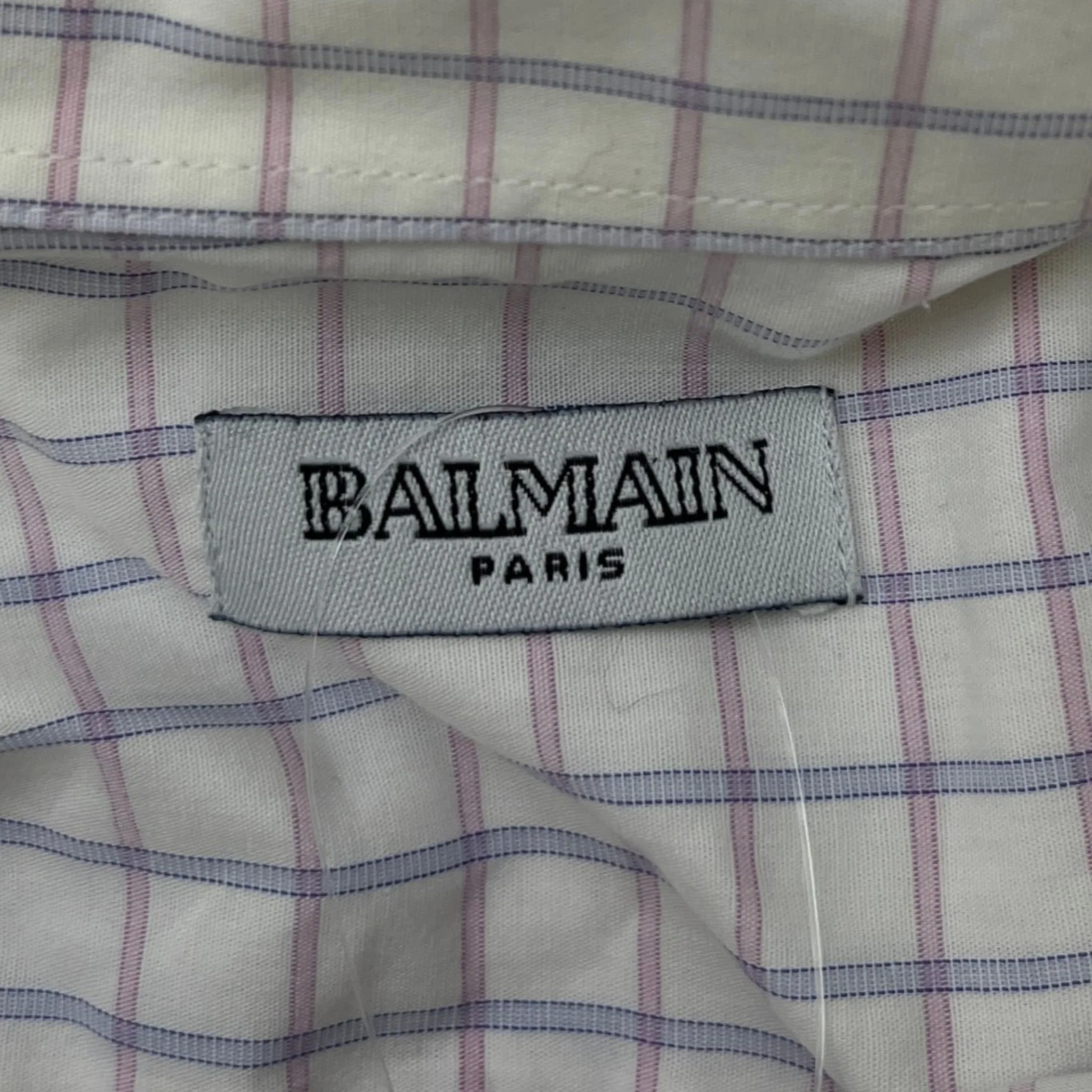 Men's Gingham Long Sleeve Shirt White Size XL - Image 7