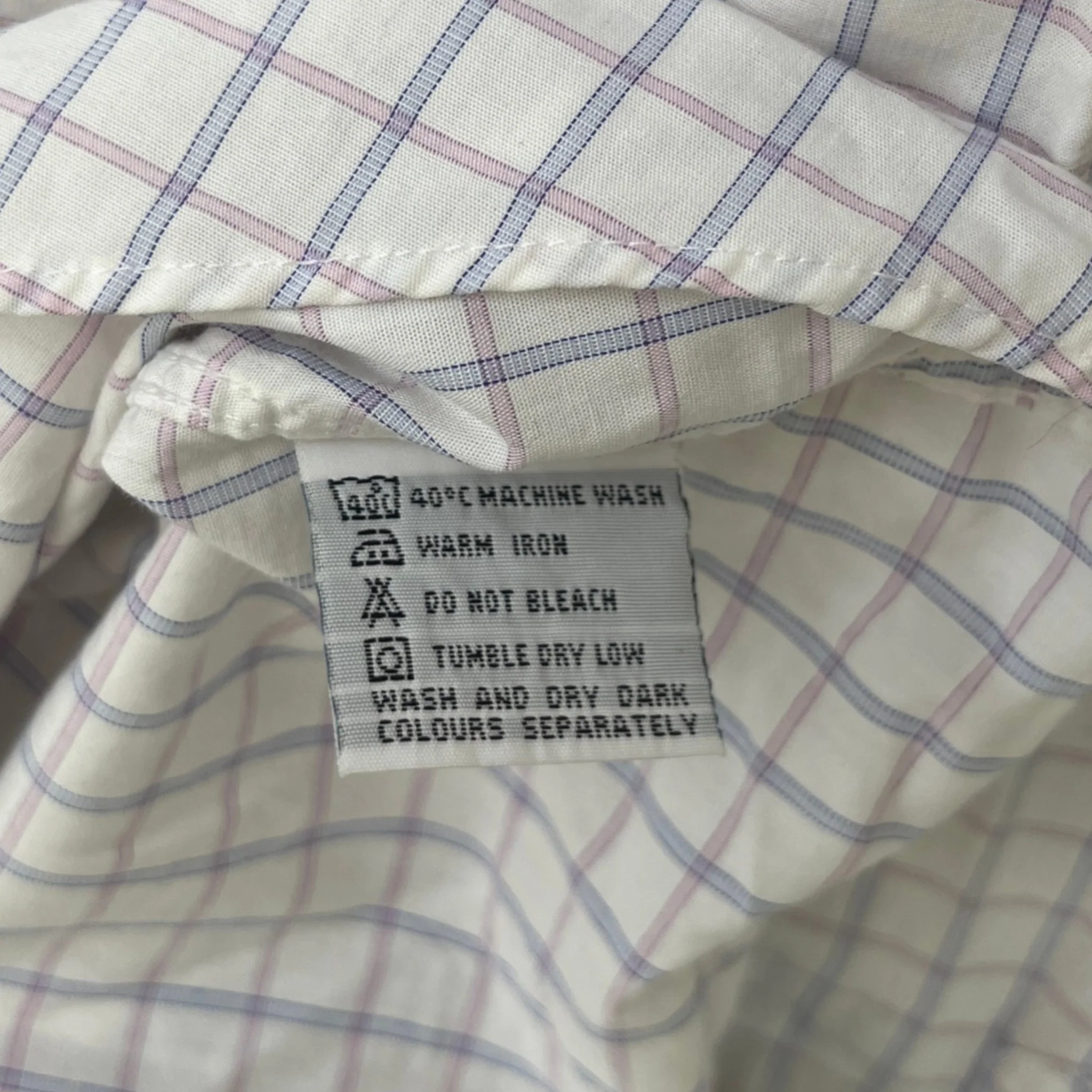 Men's Gingham Long Sleeve Shirt White Size XL - Image 8